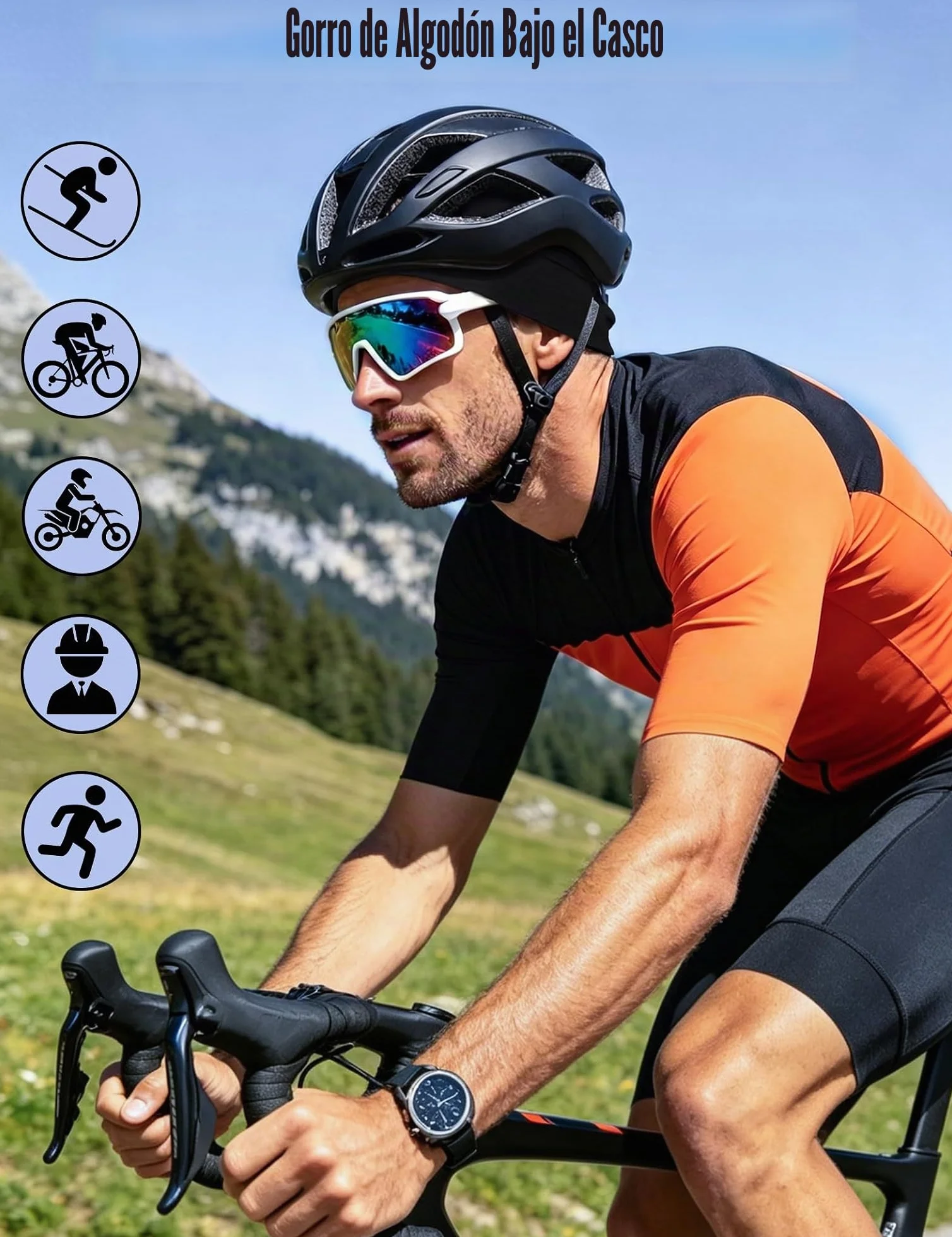 MELLIEX Gorro Transpirable Algodón Running Skull Cap Multifuncional para Hombre Mujer Ciclismo Moto