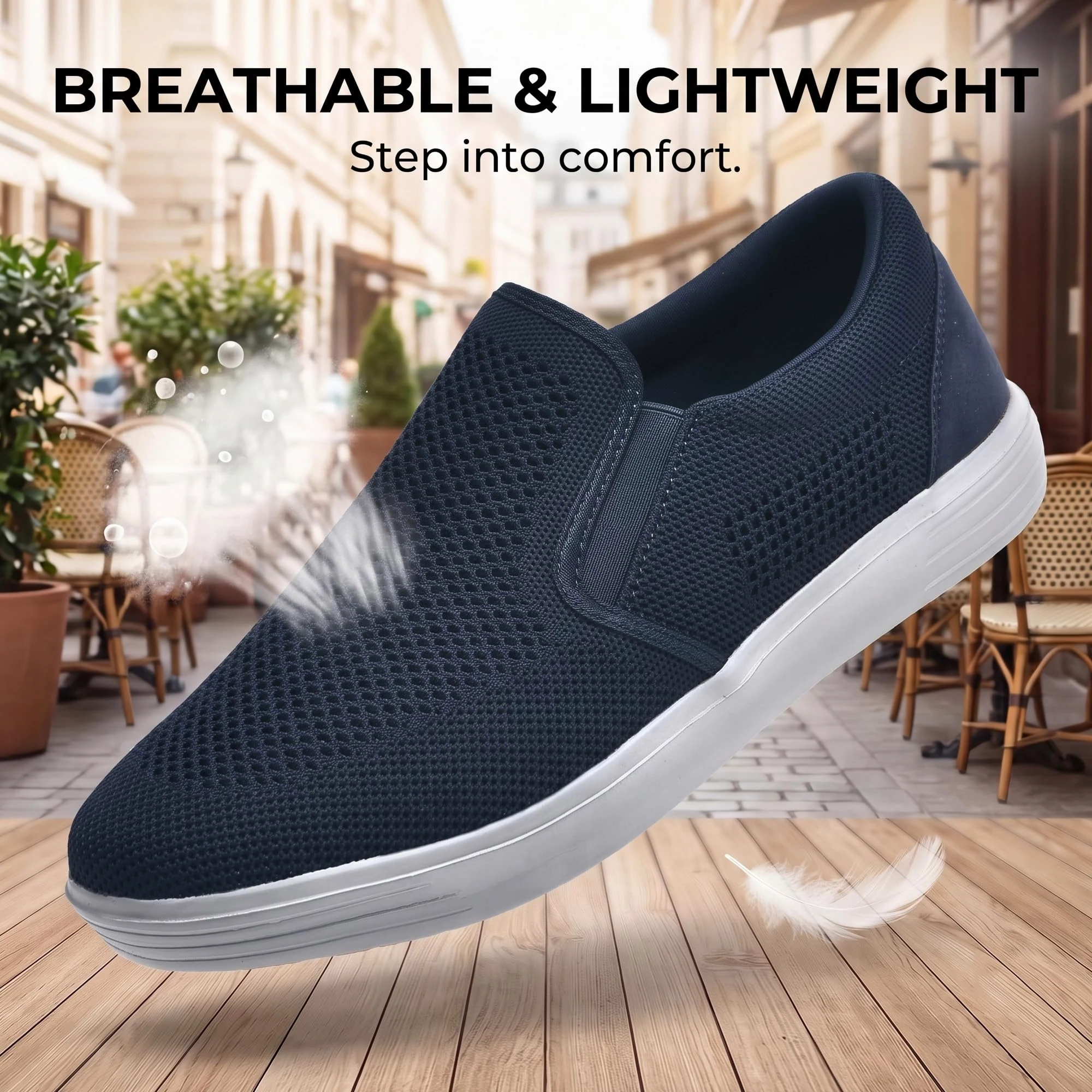 Puxowe Zapatillas de Deporte para Hombre Deslizamiento en Zapatillas de Ocio Ligeras Atmungsaktiv Netz Manos Libres Zapatillas Planas