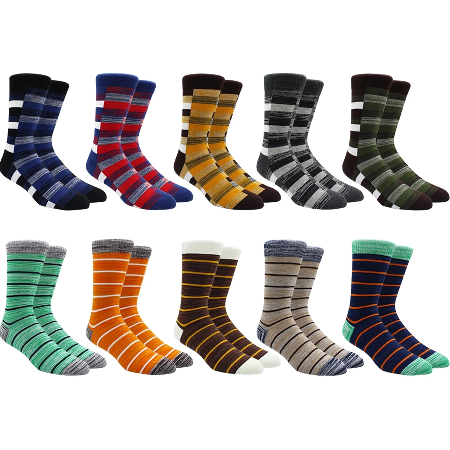 Moda algodón Divertido largas Mujeres y Hombres Calcetines Contraste Color Arco Iris de tamaño más Grande Calcetines de Rayas for Hombres Calcetines (Color : 10 Pairs- B003, Size : EU41-48)