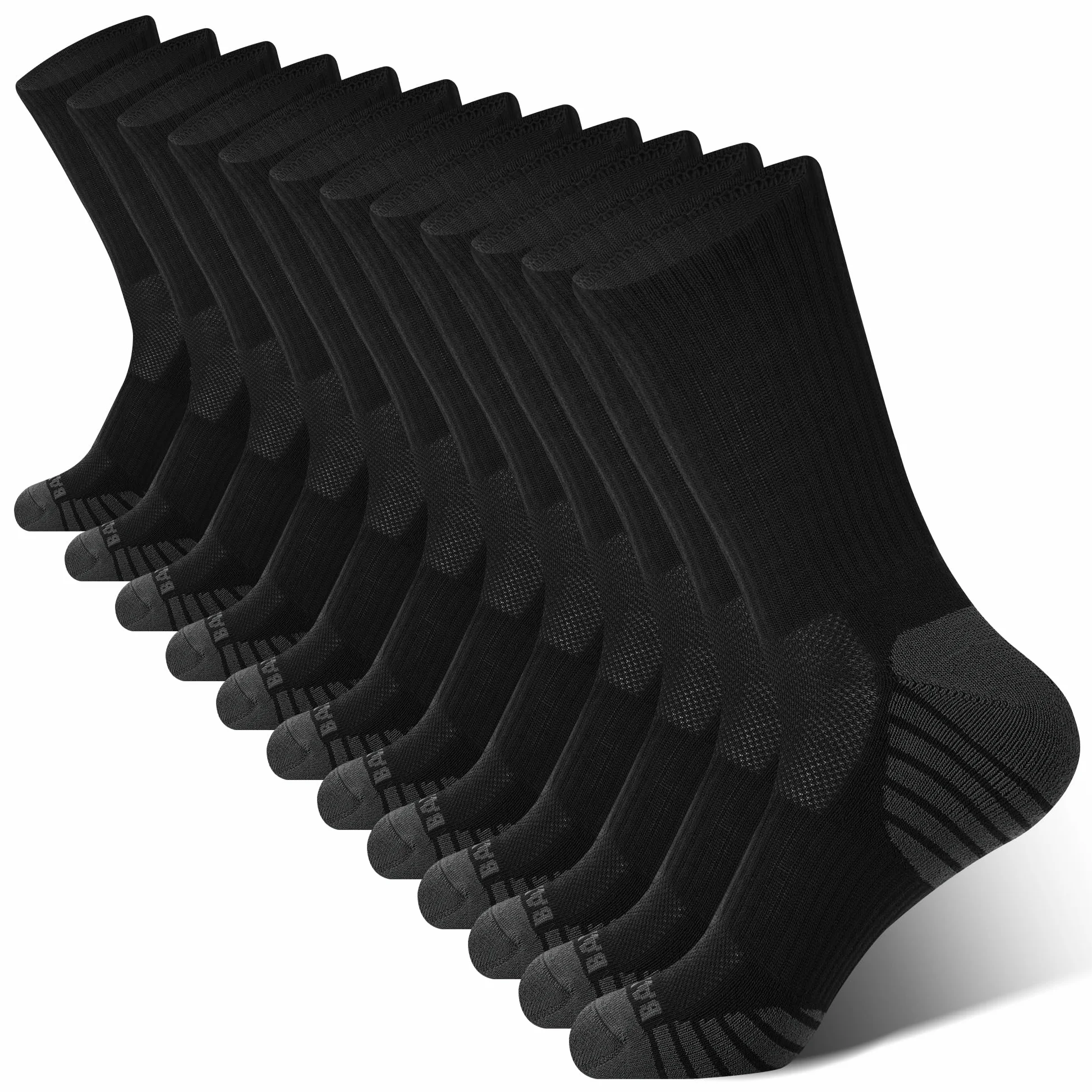 BAMBOO COOL Calcetines deportivos para hombre, para correr, acolchados, absorben la humedad, soporte de arco transpirable, paquete de 6