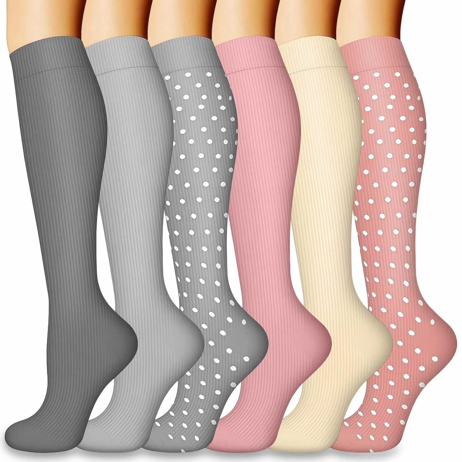 Flintronic 2/3/6 Pares Calcetines de Compresion 15-20mmHg para Enfermera, Running, Ciclismo