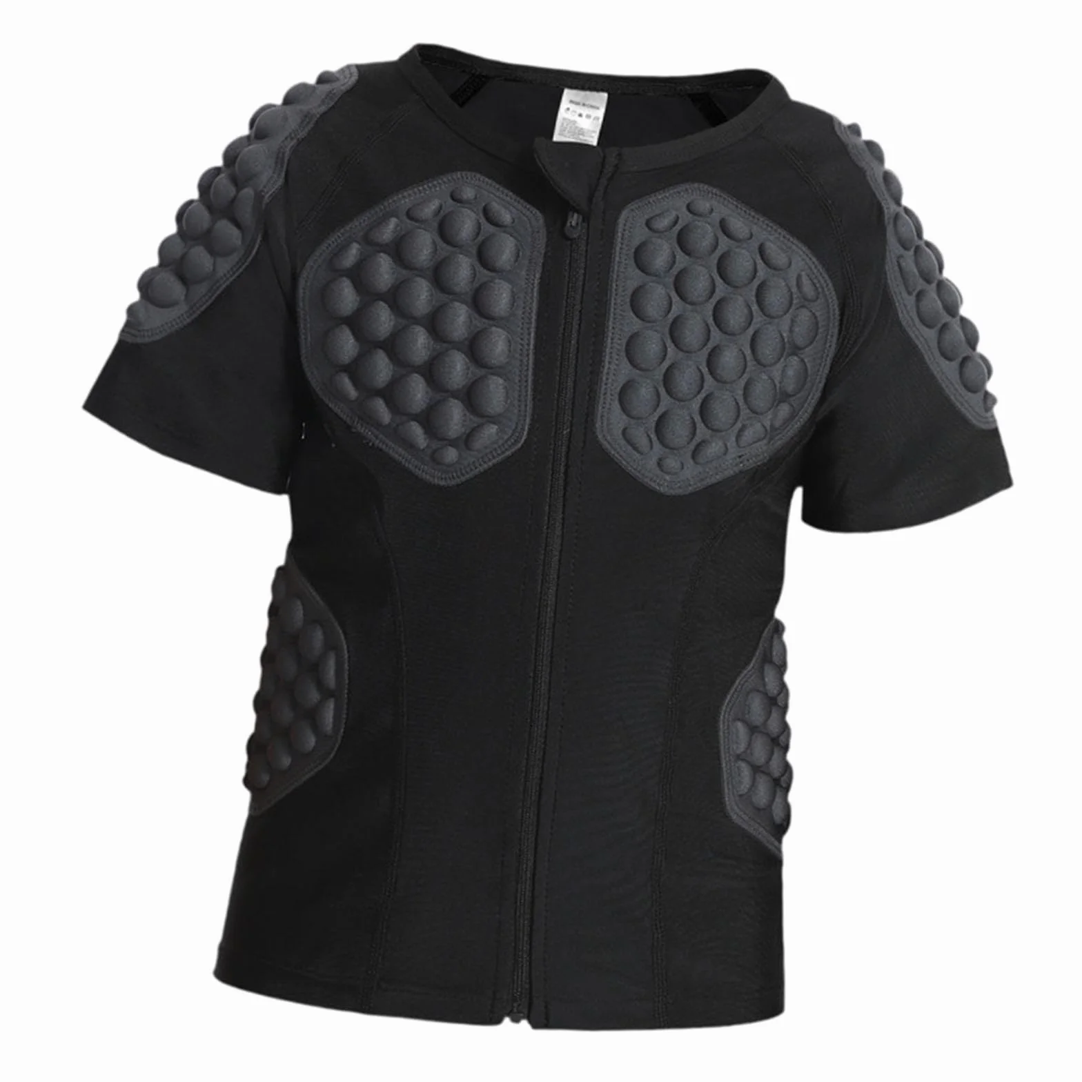 Camiseta Deportiva Acolchada Niños Protección Impacto Compresión EVA Transpirable Función Zipper Adecuada para Entrenamiento Rugby Baloncesto Ciclismo