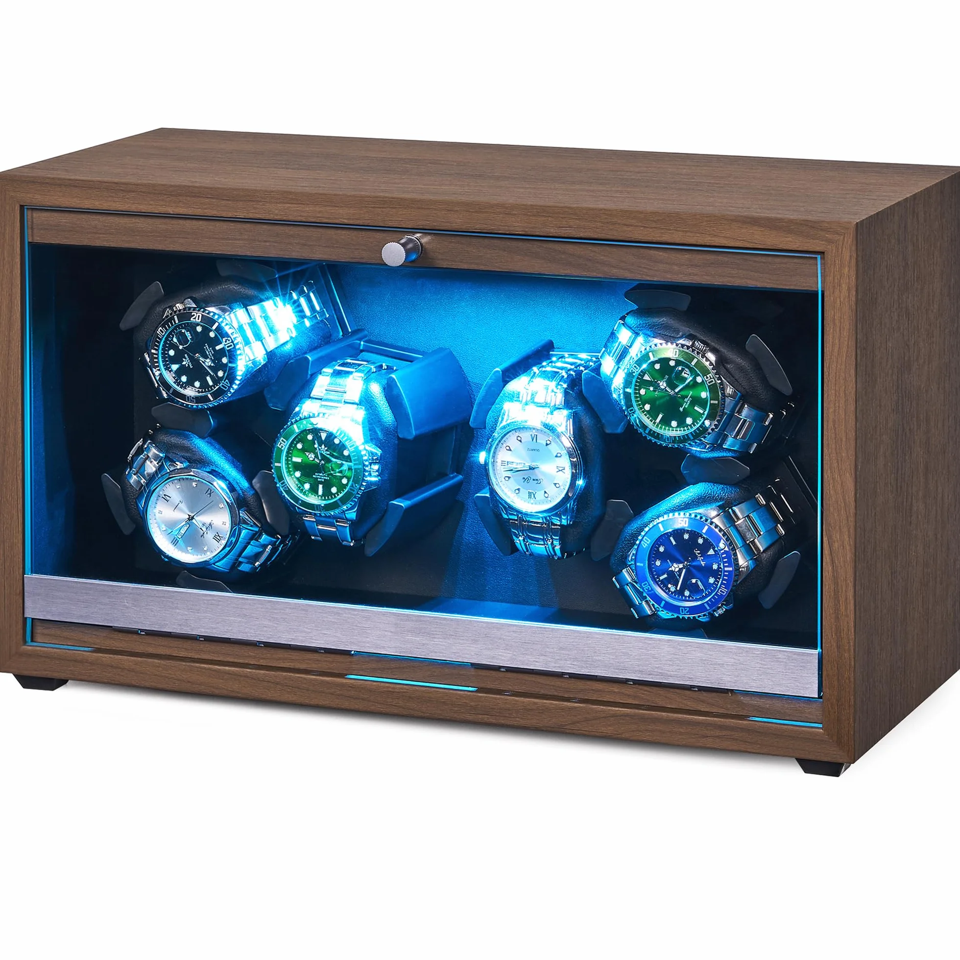 ANWBROAD Caja enrolladora giratoria para 6 Relojes con LED y Motor Mabuchi supersilencioso JWW003