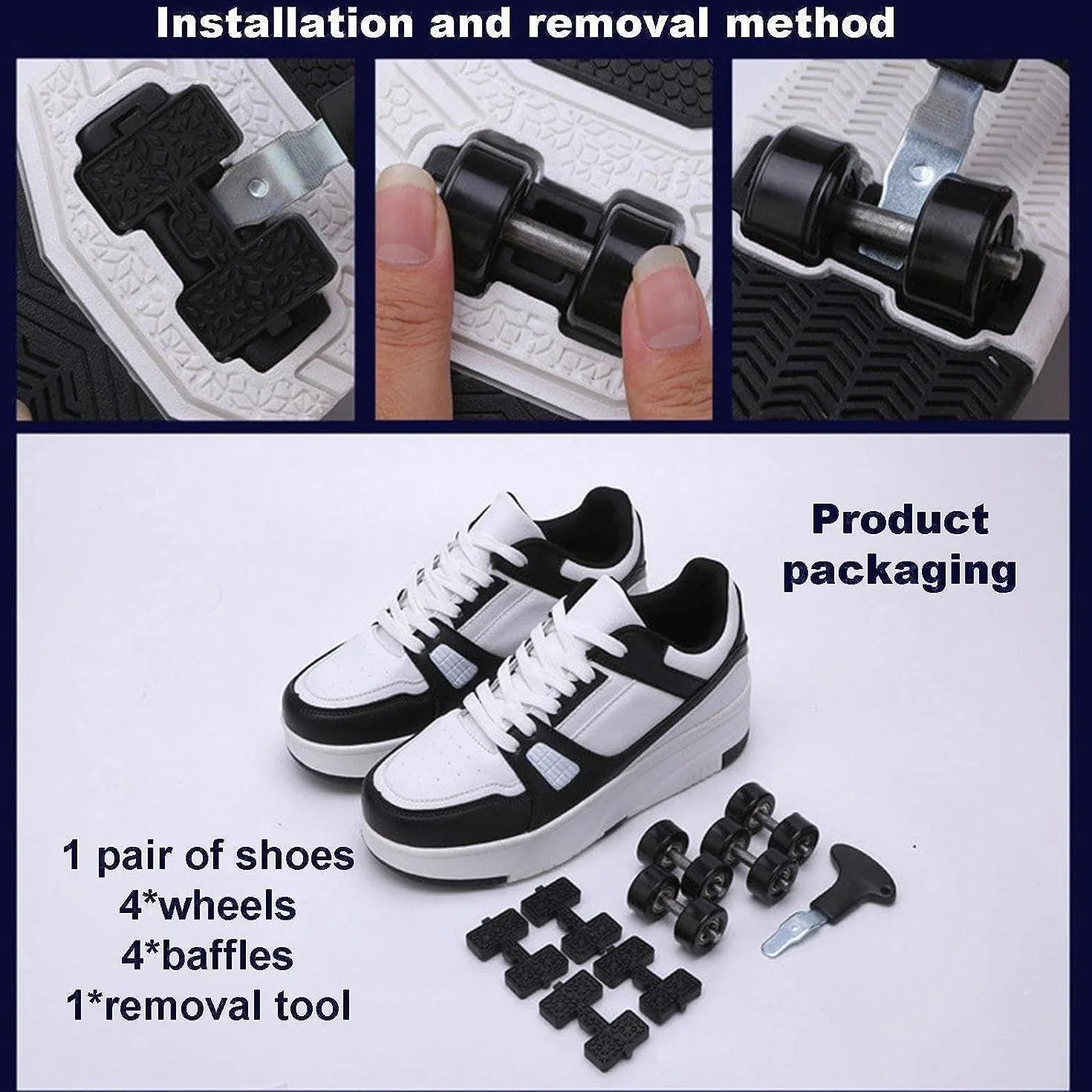 Zapatos con ruedas 2 en 1 para niños y adultos, zapatillas de skate multifuncionales