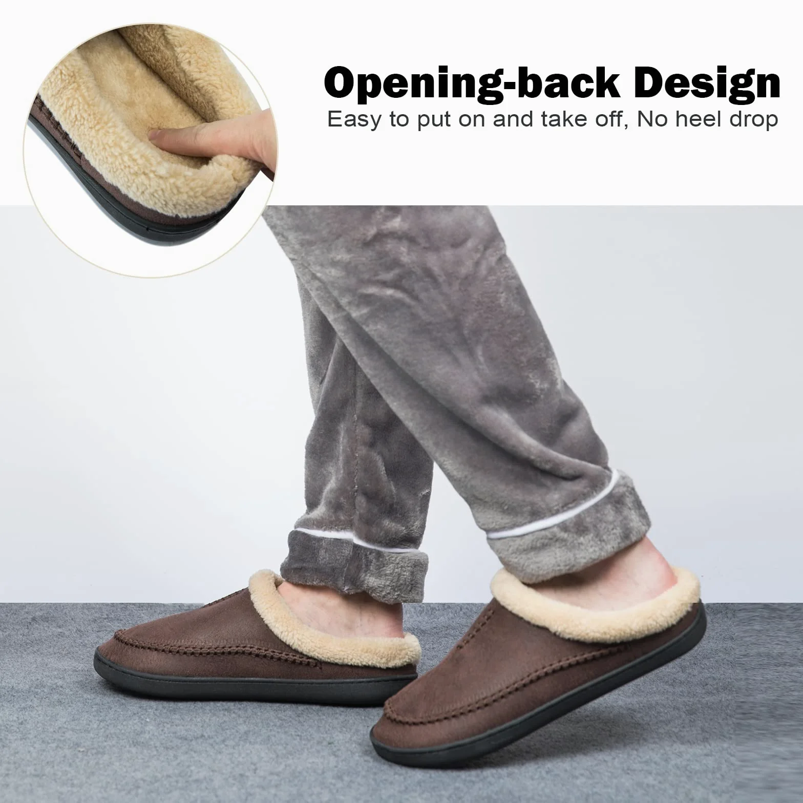 Miqieer Zapatillas de Estar por Casa Hombre Cálido Felpa Pantuflas de Memory Foam Cómodo y Antideslizante para Interior Exterior Talla 39-50 EU