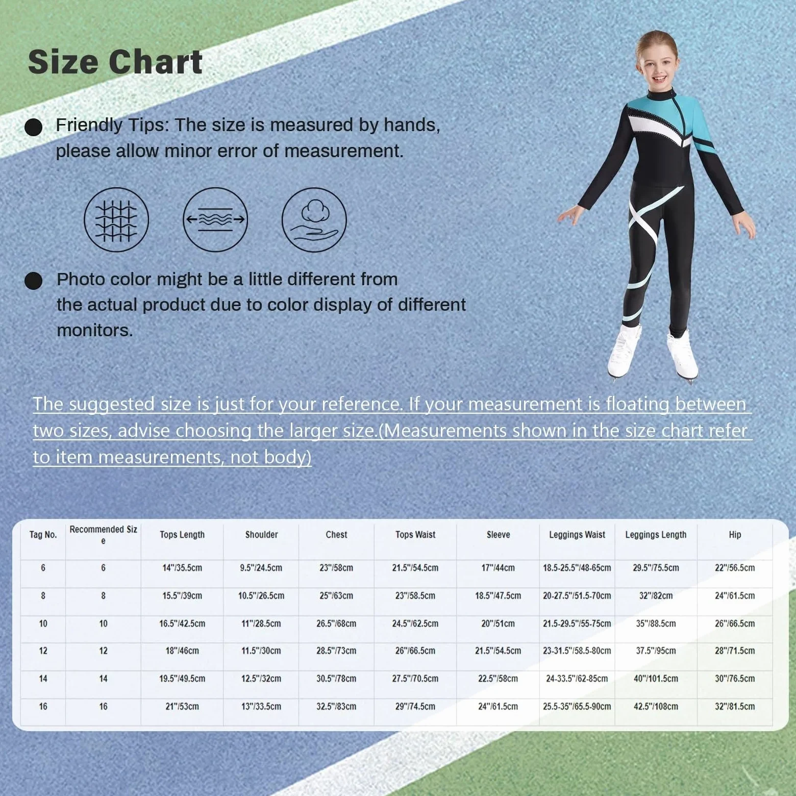 Conjunto Deportivo Niña Traje Deportivo de Gimnasia for niños y niñas, Sudadera atlética de Manga Larga, Top con Mallas, chándal for Entrenamiento de Yoga y Correr(Blue Green A,10)
