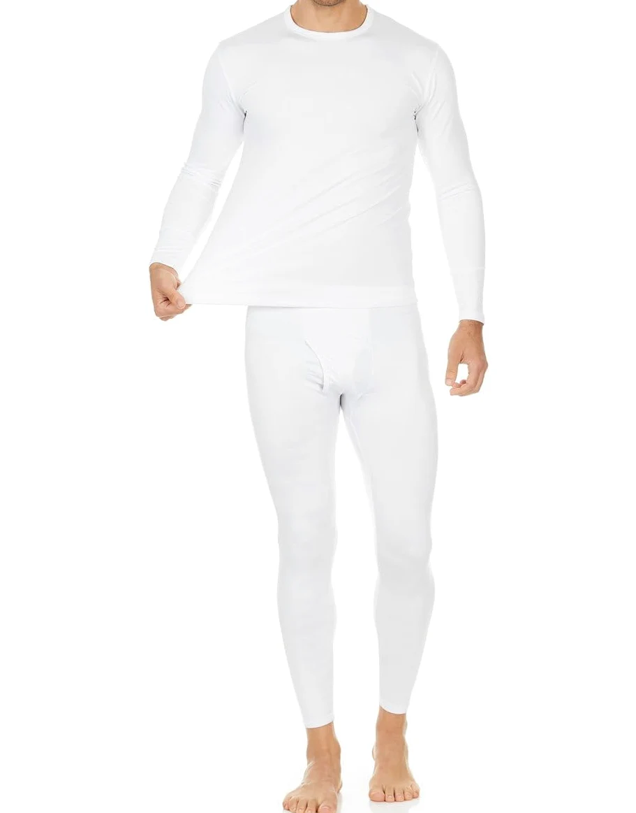 Generisch Conjunto de ropa interior térmica para hombre, color liso, forrada con forro polar, camisa y pantalón largos con forro polar.