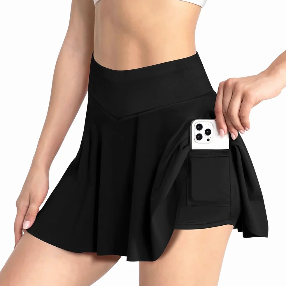 AUYAO Faldas de Tenis Plisadas para Mujer, Faldas Deportivas con Bolsillos, Falda de Tenis con Pliegues de Cintura Alta para Mujer, Faldas Plisada de Tenis Mini Skirt para Golf Correr Gimnasio