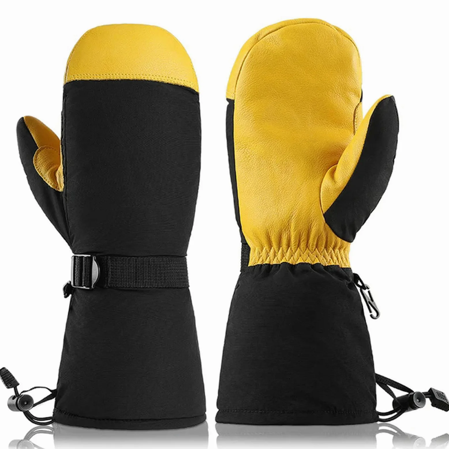 Guantes térmicos de Invierno para esquí, Snowboard, Motociclismo, Ciclismo, Hombre y Mujer, cálidos para la Nieve (Amarillo 1019)