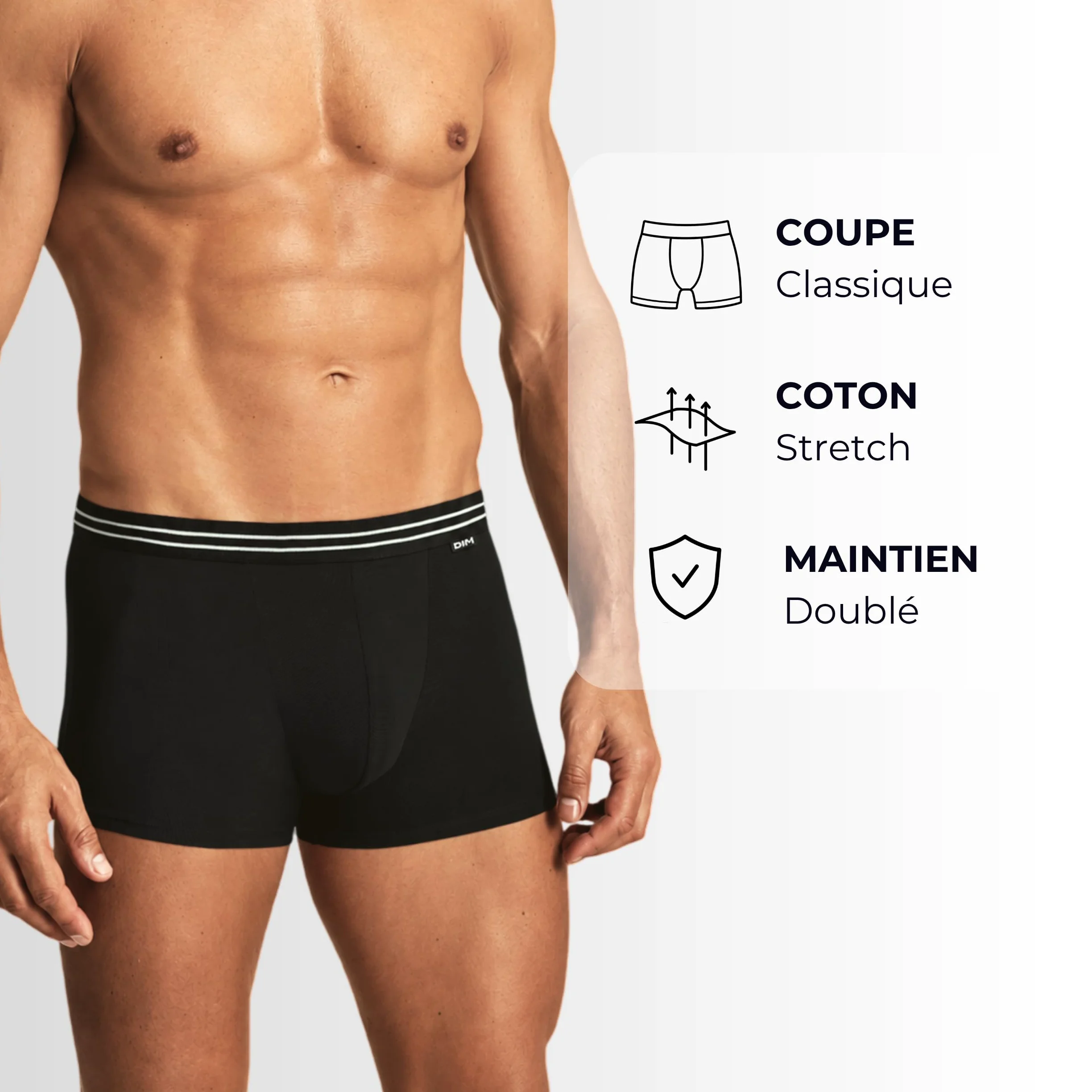 Dim Boxer Pack Ecodim Coton Stretch Confortable Negro Hombre x8