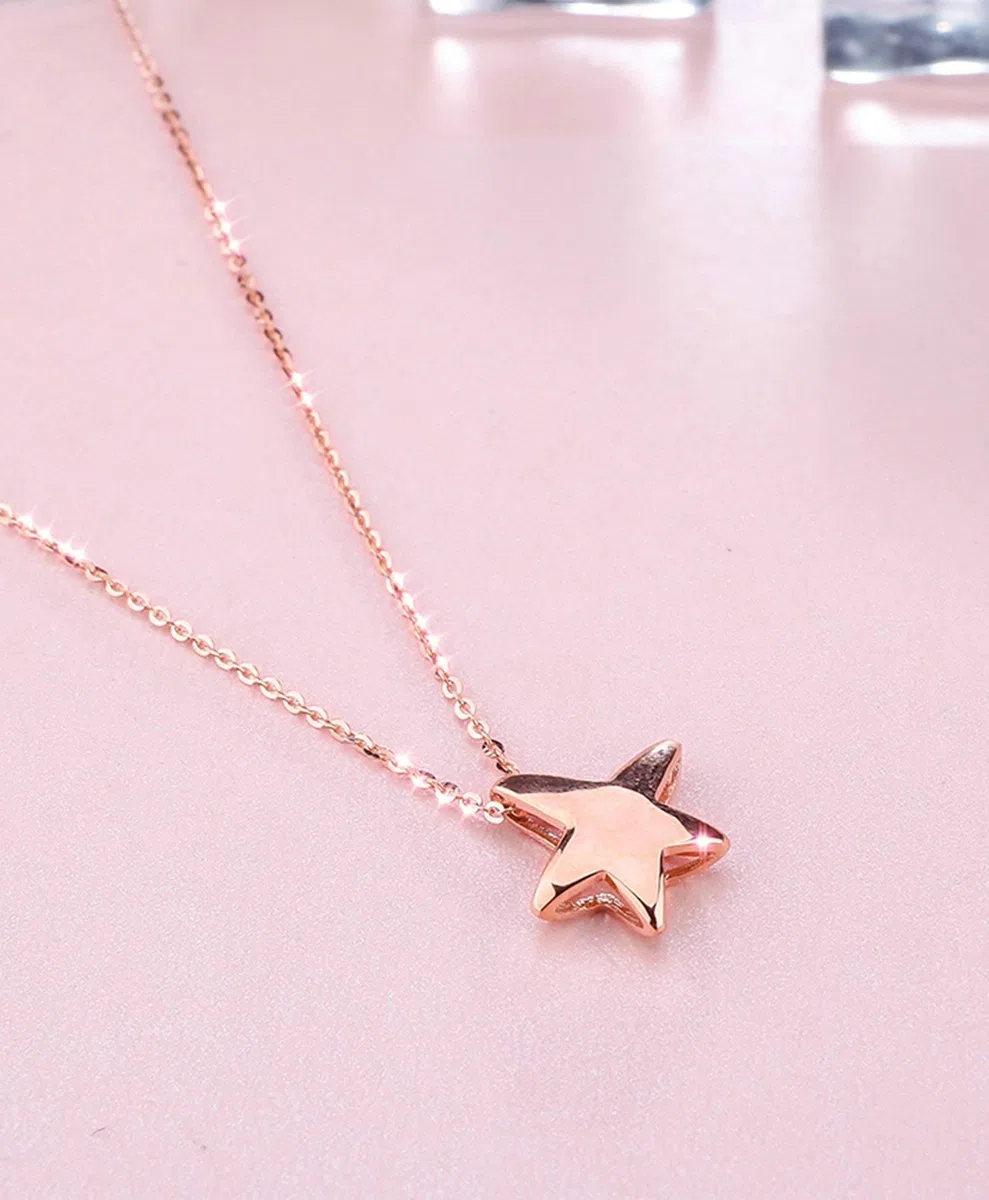 Epinki Collar Oro Rosa 18K, Colgante Estrella de Mar Collar Mujeres 45CM Cadena Ajustable