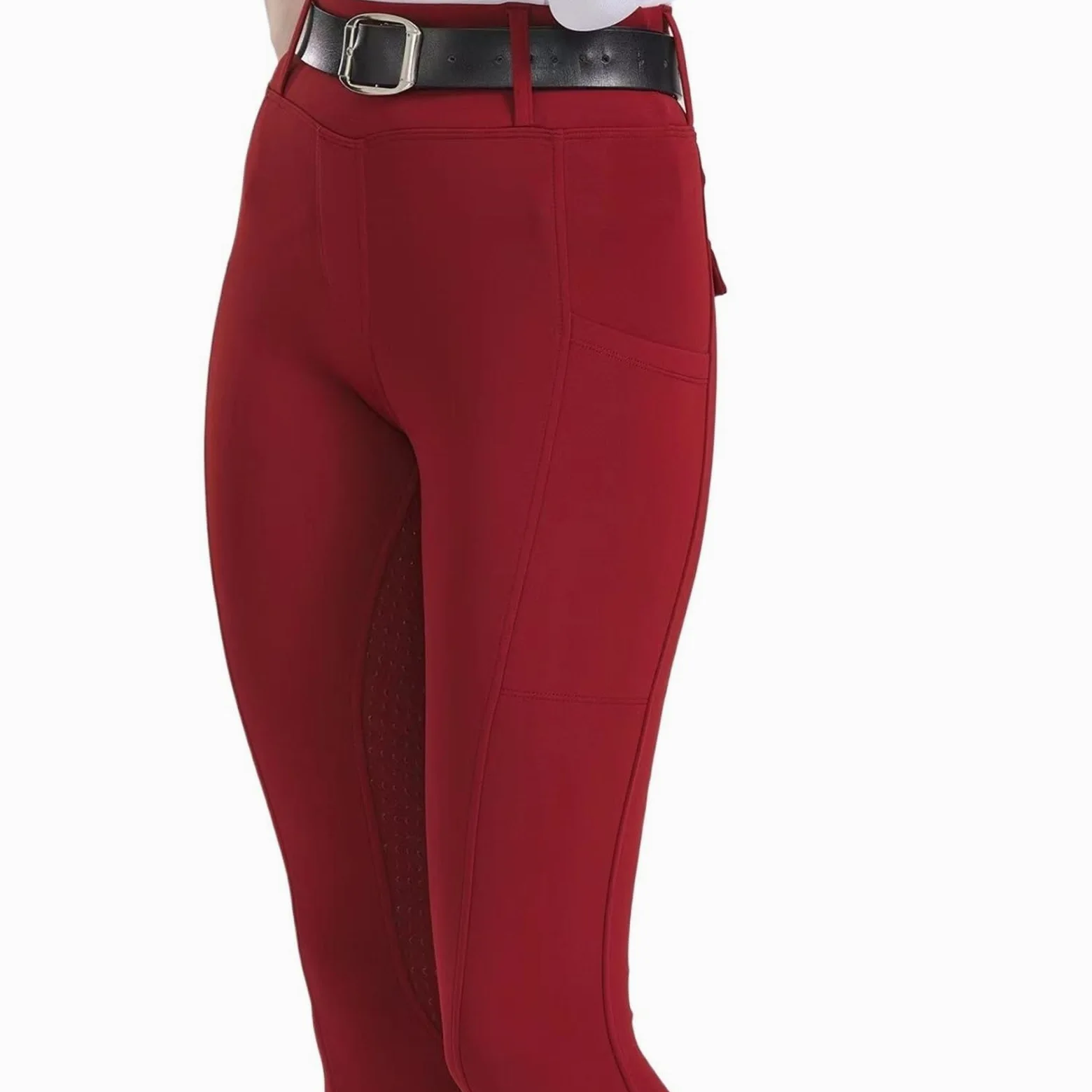Mallas De Equitación For Mujer, Con Parche En La Rodilla, Pantalones, Entrenamiento Bolsillos Para Montar(L (55-60kg))