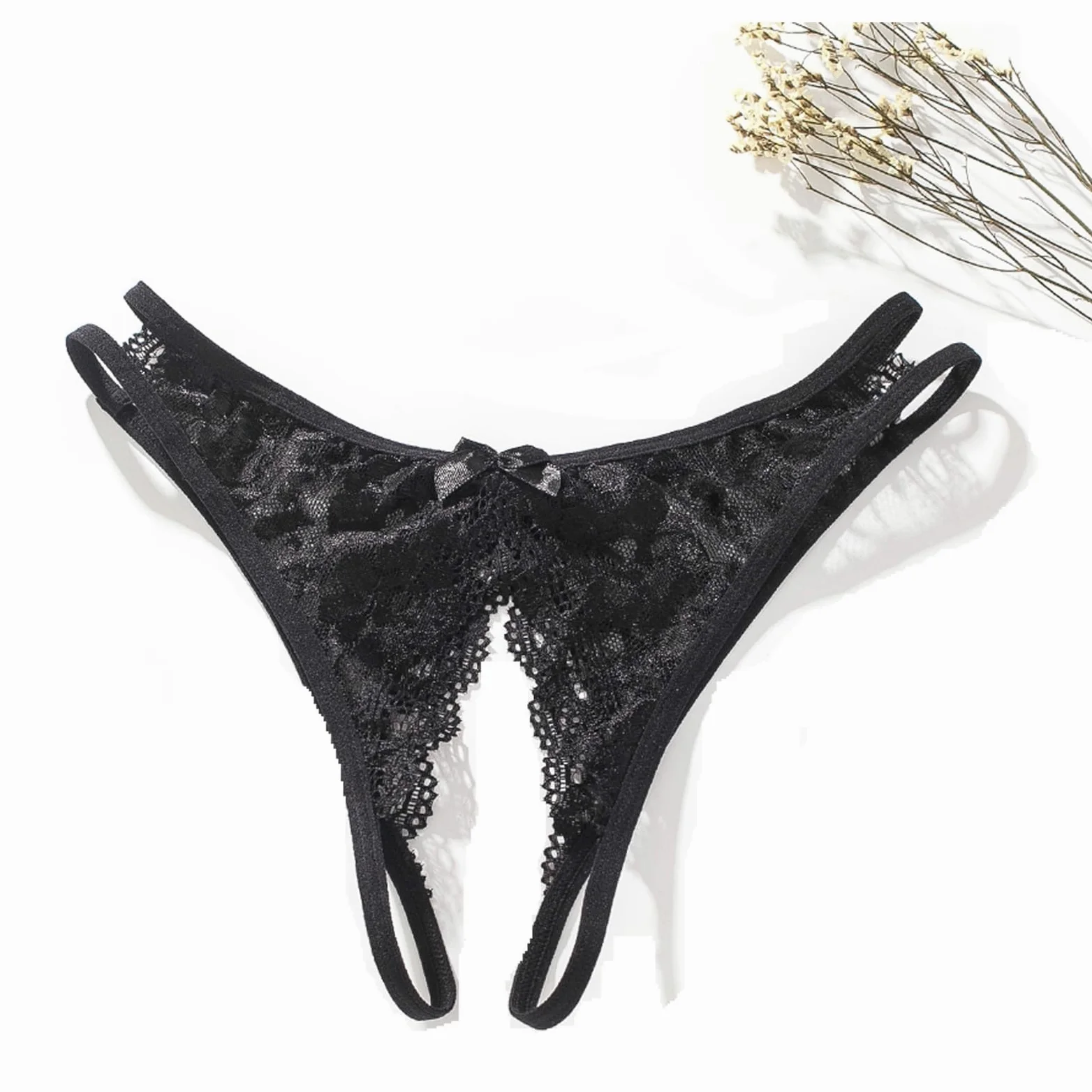 Tangas de encaje para mujer, ropa interior de talle bajo con espalda en T, paquete de 1-5