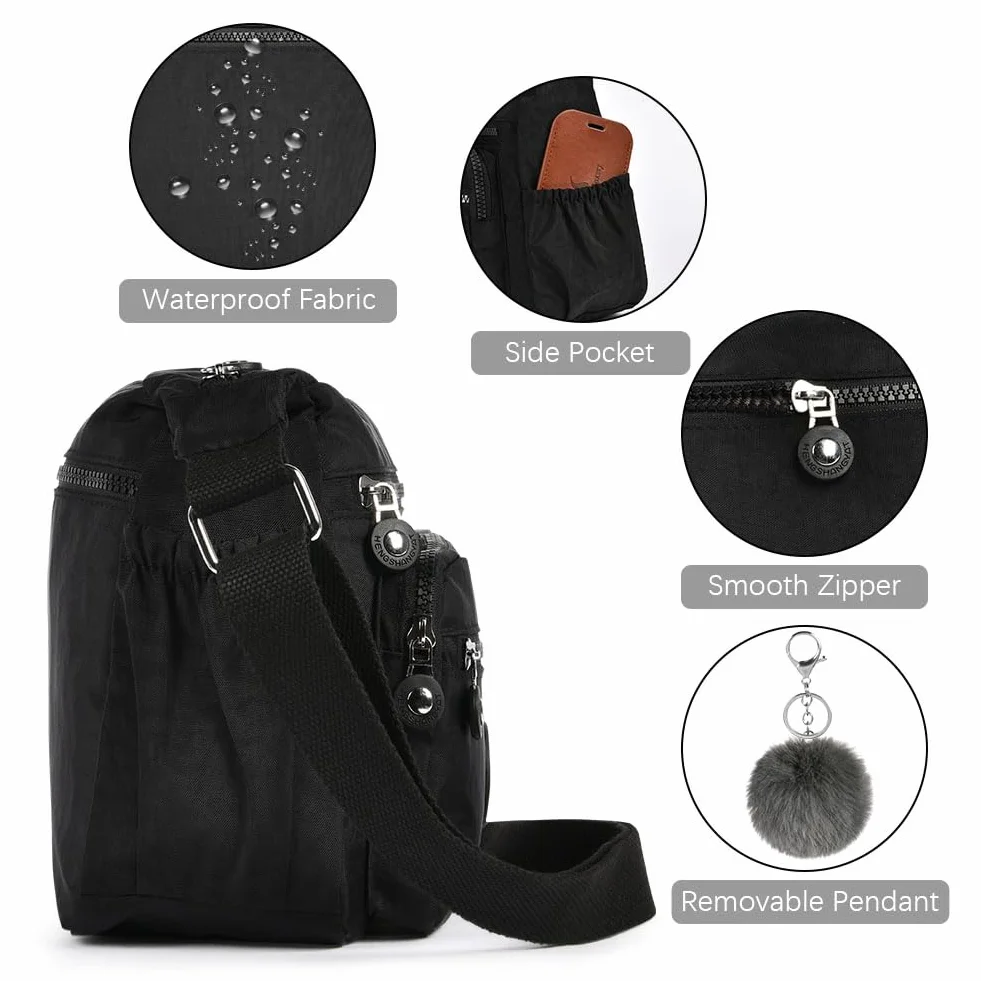 Aucuu Bolso Bandolera Mujer, Impermeable Nailon Crossbody Bolso, Grande Crossbody Bolsos con Correa Ajustable, Múltiples Bolsillo, para Viajar, Escuela, Compras, Trabajo