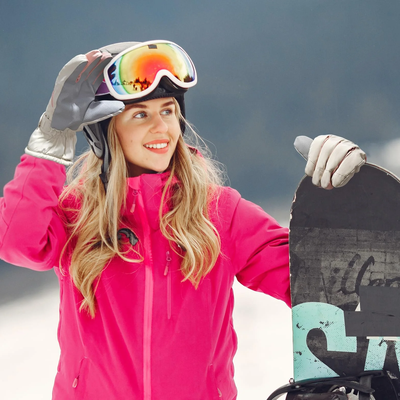 Guantes de esquí invierno mujer resistentes al viento térmicos pantalla táctil impermeables forro polar cálidos ciclismo deportes