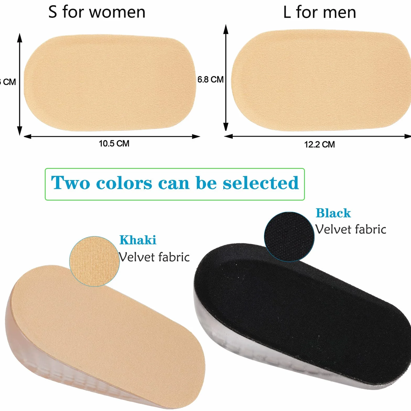 Plantillas de Gel para Aumento Altura Invisibles, Absorción de Impactos, Altura 1cm, 2cm, 3cm