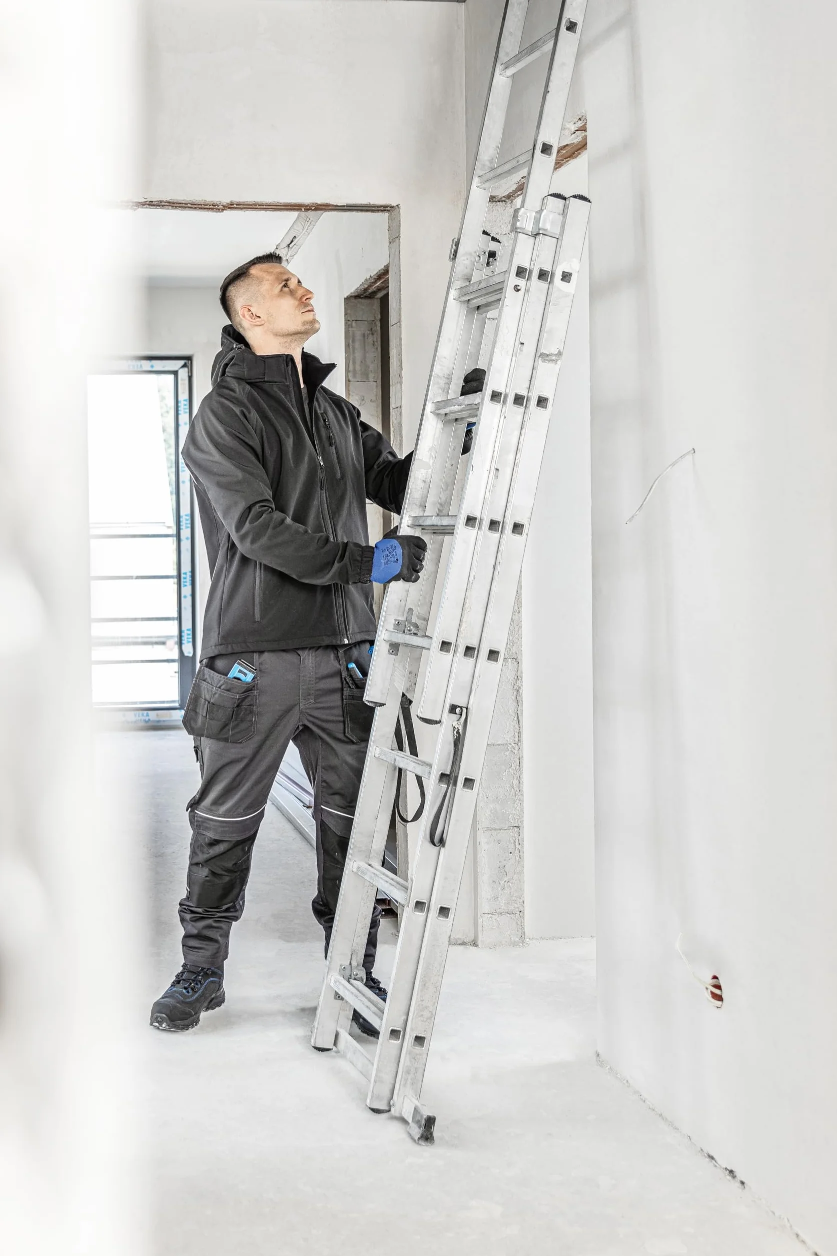 Högert Technik HASSO Pantalones de Trabajo, Pantalones de Seguridad, elásticos, Reforzados, Gris Oscuro, Resistentes, Bolsillos para Herramientas, Rodilleras, Pantalones de construcción,