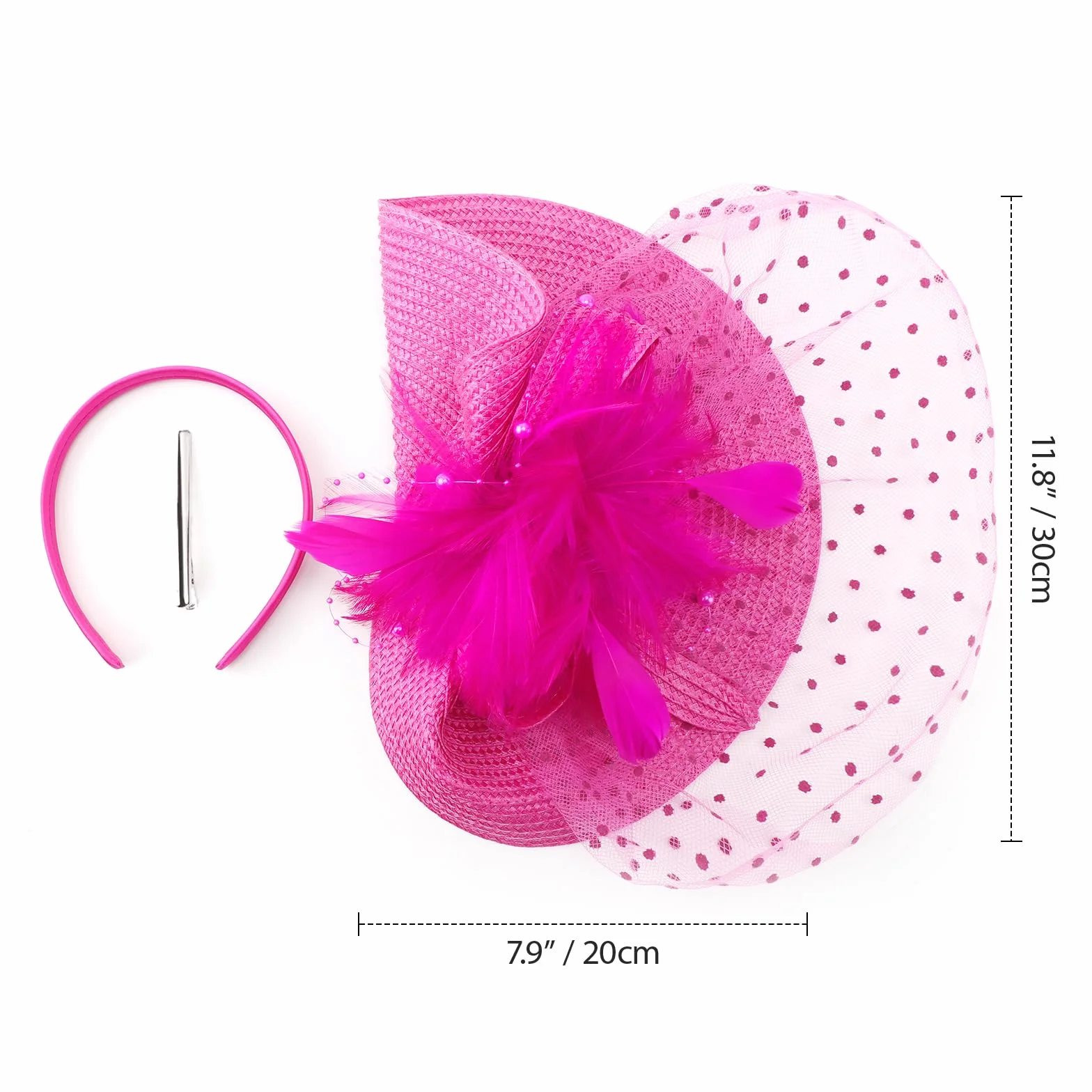 DRESHOW Fascinators Sombrero de Mujer Flor de Malla de Plumas Fascinator Boda Cocktail Tea Party Sombreros Tocados para Niñas y Mujeres