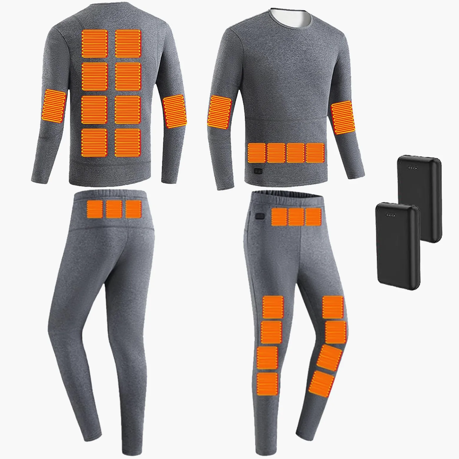 Hombres Mujeres Conjunto De Ropa Interior Calefactada, Inviernos Calefacción Exterior De 30 Zonas Térmicas Y Pantalones Protección contra El Frío, con Batería