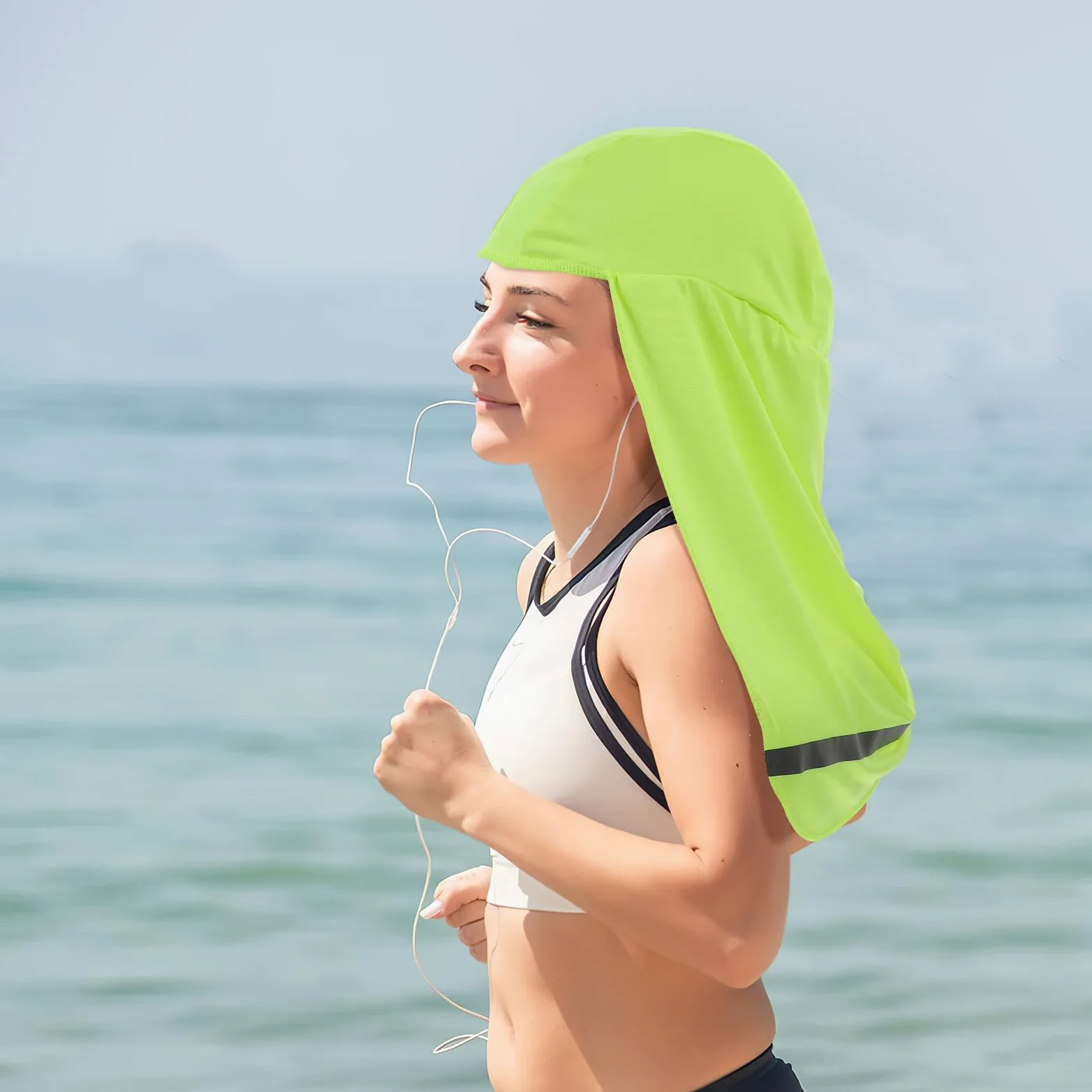 Operitacx 16 Piezas Gorra de Casco de Secado Rápido con Banda Reflectante | Fibra Sintética, Amarillo Fluorescente, Extensión Parasol, Uso Versátil para Pesca y Deportes al Aire Libre