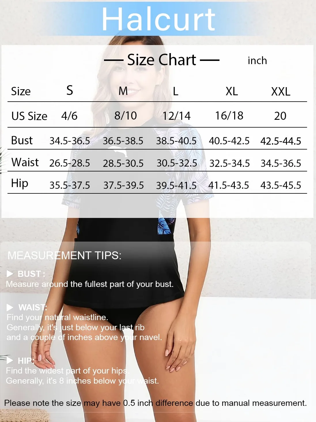 Halcurt Camiseta de manga corta para mujer con brasier integrado, bolsillos laterales, traje de baño UPF50+