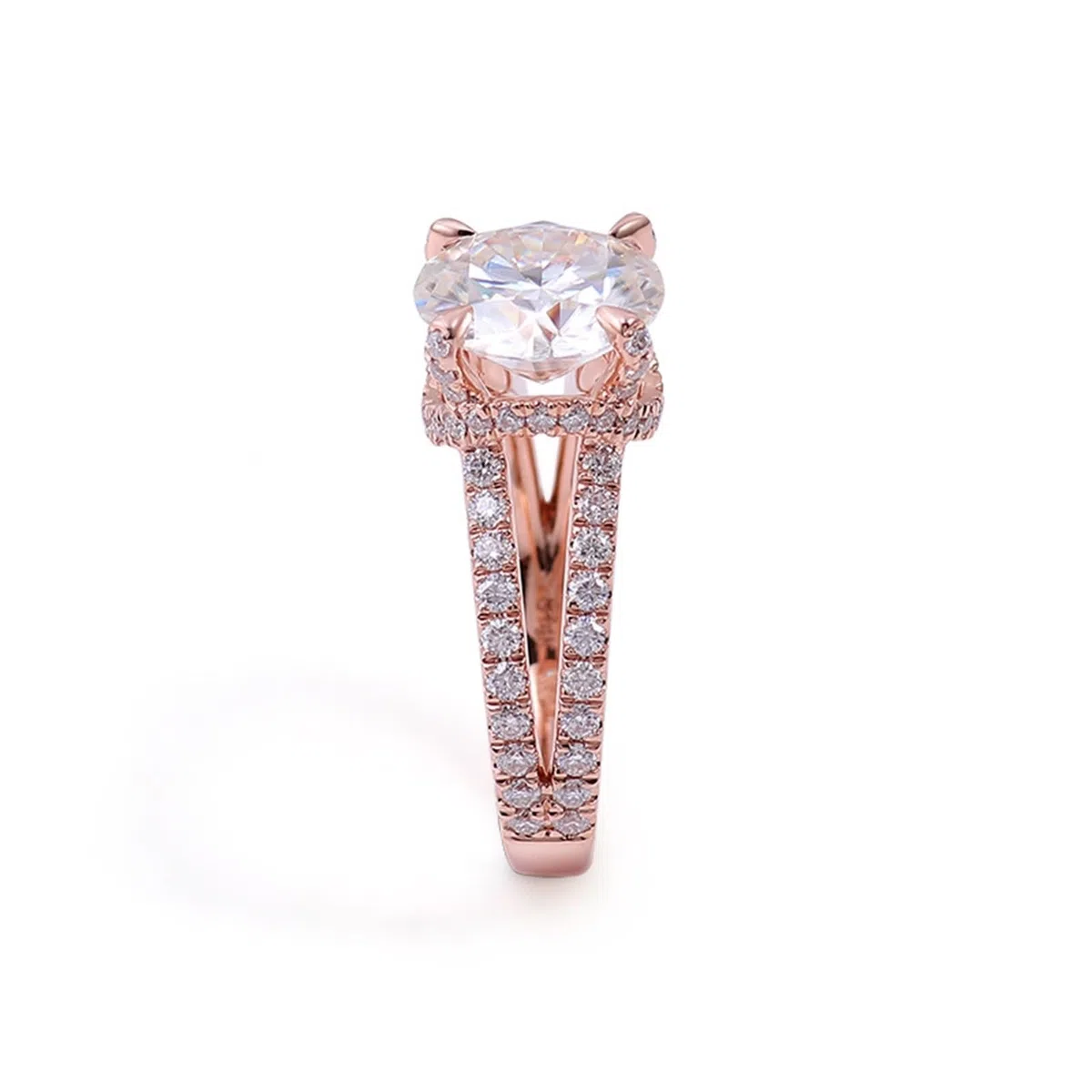Wycian Anillos de mujer Moissanite Anillos de oro rosa de 9 K Elegante Moissanite Redondo con 4 Garras Talla 45 (14.3) Elegante para Lesbianas Acción de Gracias Personalizable