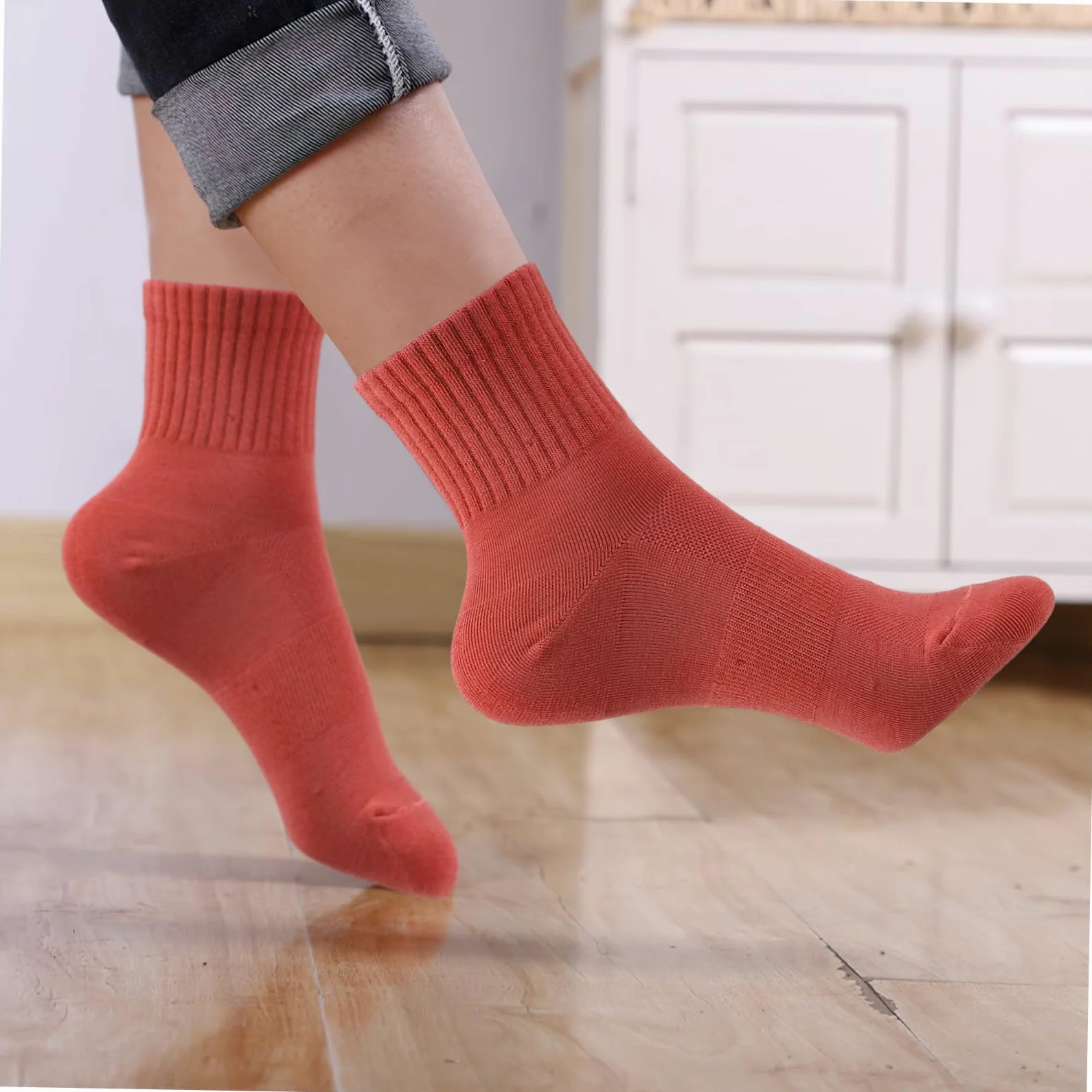 UKCOCO Calcetines de Algodón para Mujer, 10 Pares, Tubo Medio | Transpirables y Elásticos, Ajuste, para Fitness y Actividades Variadas