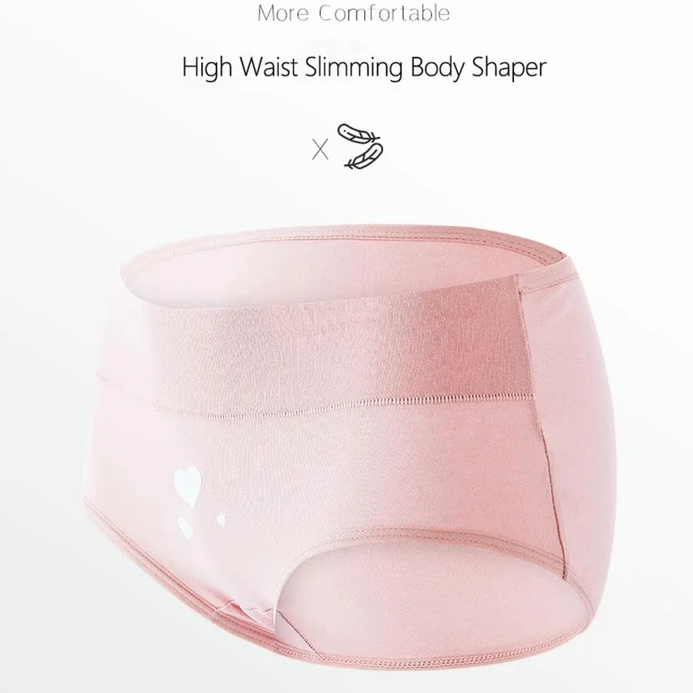 DYRBF - Bragas de algodón de cintura alta para mujer, ropa interior adelgazante, sin costuras, ropa interior sexy y transpirable para mujer, 4 piezas