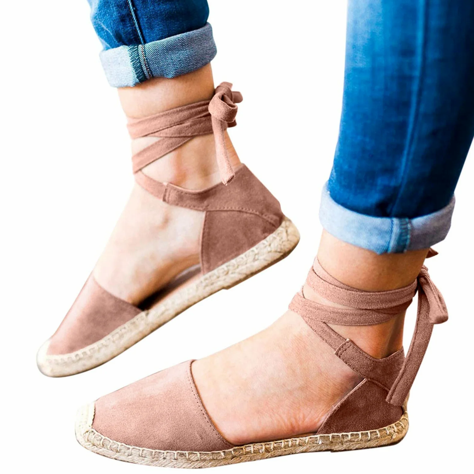 Generisch Sandalias De Cuña Para Mujer Con Cordones Ocio Sandalias Romanas Zapatos Mujer Negro 39