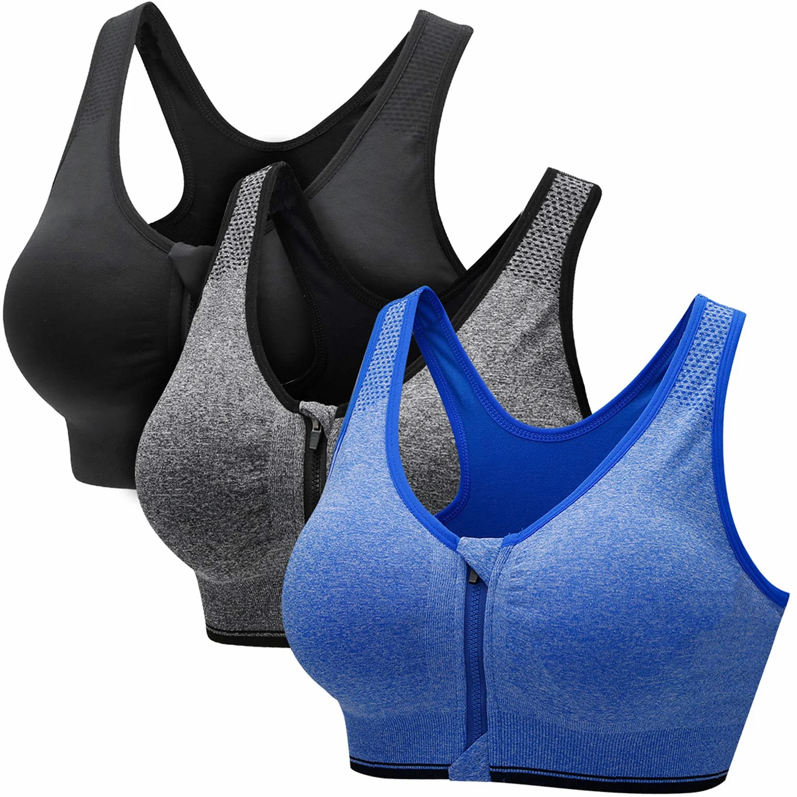 CARETOO Sujetador Deportivo para Mujer Cierre Delantero Sujetador Deportivo Post Operatorio para Yoga Fitness - con Cremallera