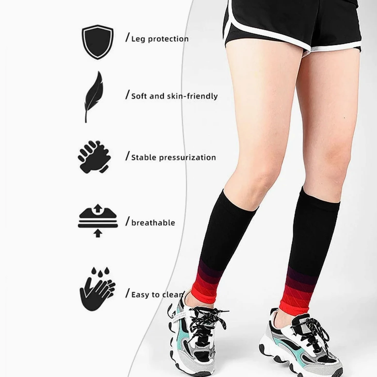 Rodillera Compresion 1 par de mangas compresión for pantorrillas for hombres y mujeres que corren, calcetines sin pies 20-30 mmHg for deportes al aire libre maratones