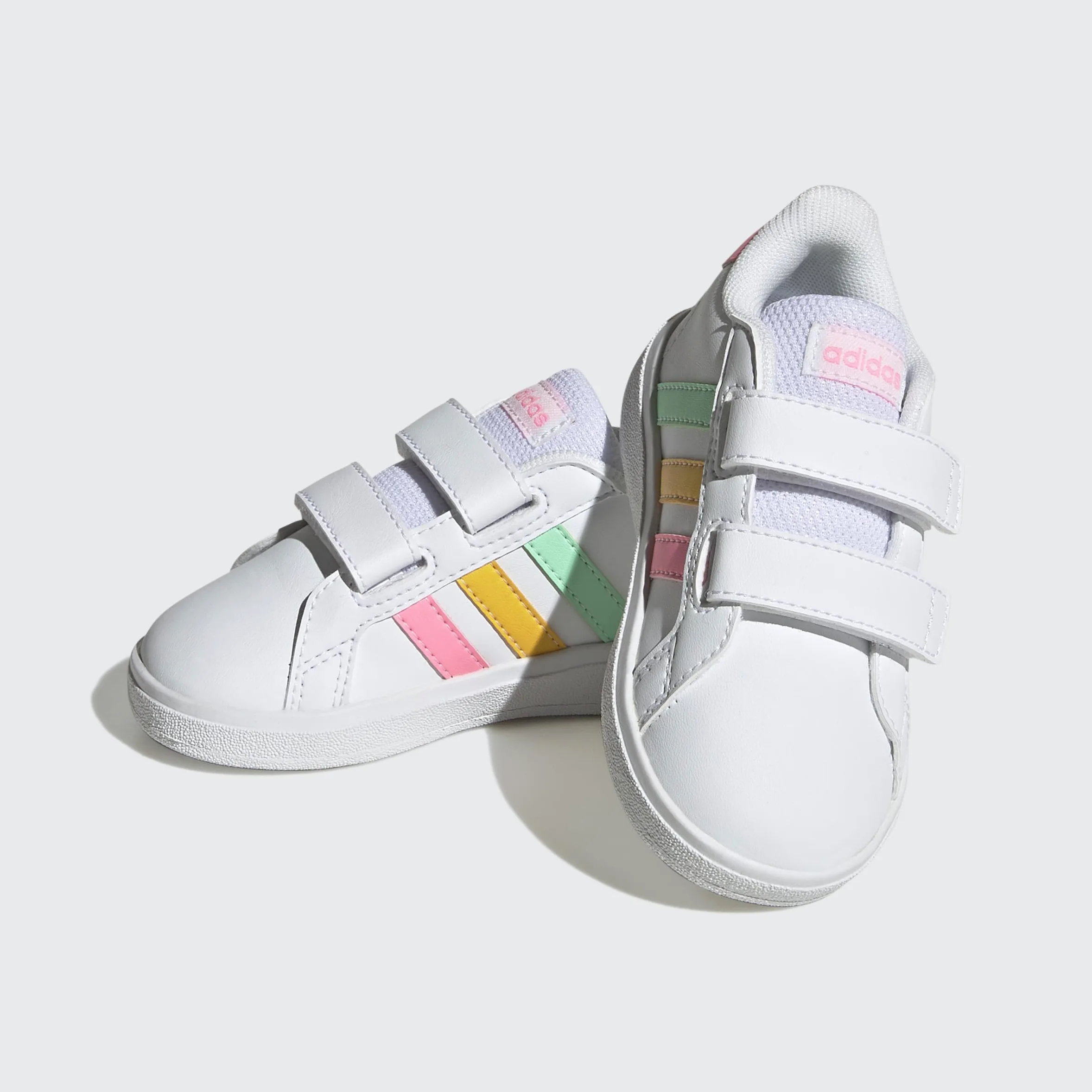 adidas Grand Court Lifestyle Hook And Loop Shoes, Sneaker Niños, Ftwr White Pulse Mint Beam Pink, 27 EU