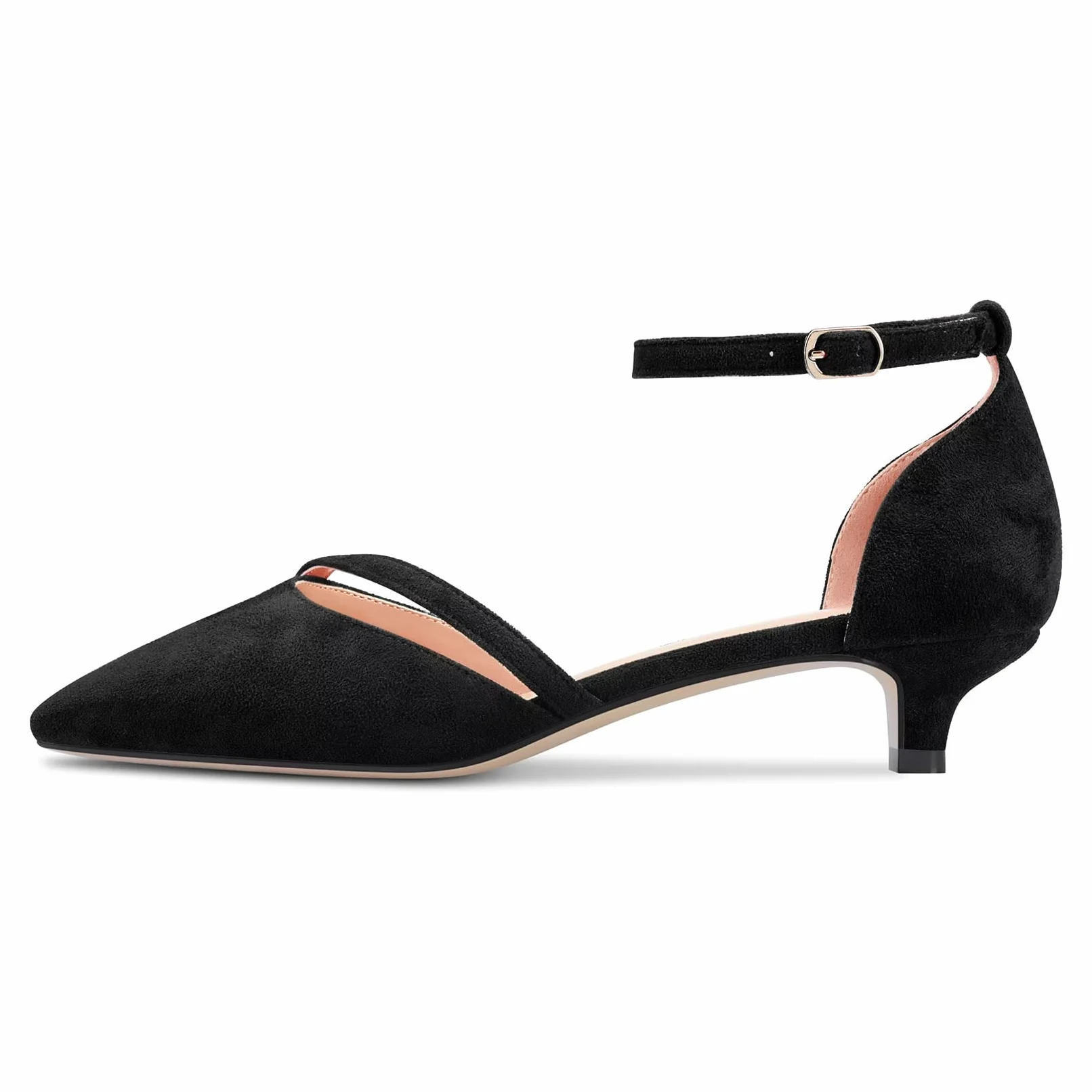 Castamere Mujer Bajos Gatito Heel Cerrado el Dedo del pie Puntiaguada Pumps Correa Tobillo Two-Piece Cierre con Hebilla de Boda Fiesta Sexy Dress Zapatos 3.5 CM Heels