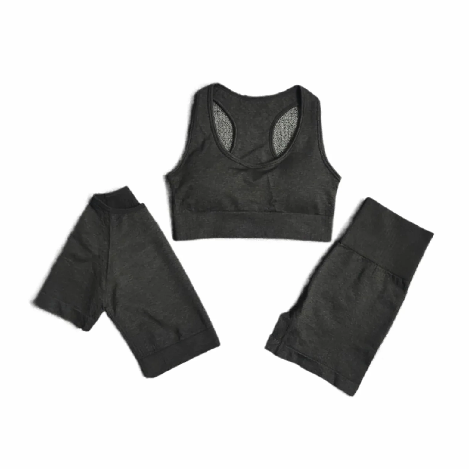 Conjunto de Yoga sin Costuras for Mujer, Ropa Deportiva Entrenamiento, Gimnasio, Top Corto Manga Larga, Mallas Cintura Alta, Trajes Deportivos, 2/3/5 Uds