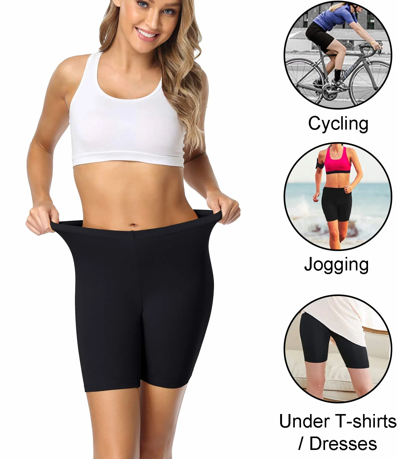 Wirarpa Leggings Cortos Boxer Mujer Algodón Shorts Pack de 4 Tamaño S-5XL