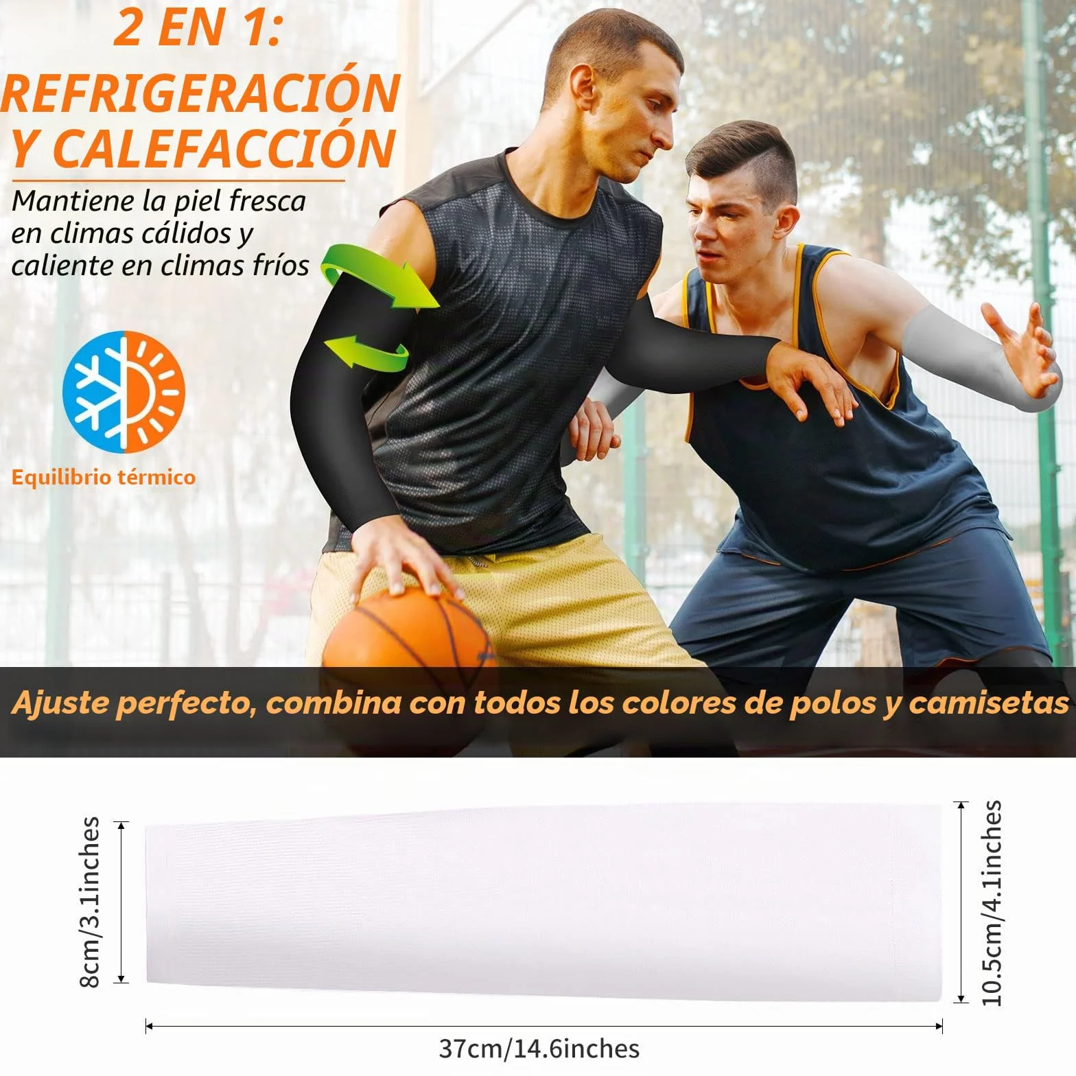 Manguitos UPF 50+ Refrescantes Anti UV Compresión Protección Solar Antideslizantes para Correr Ciclismo 2 Pares