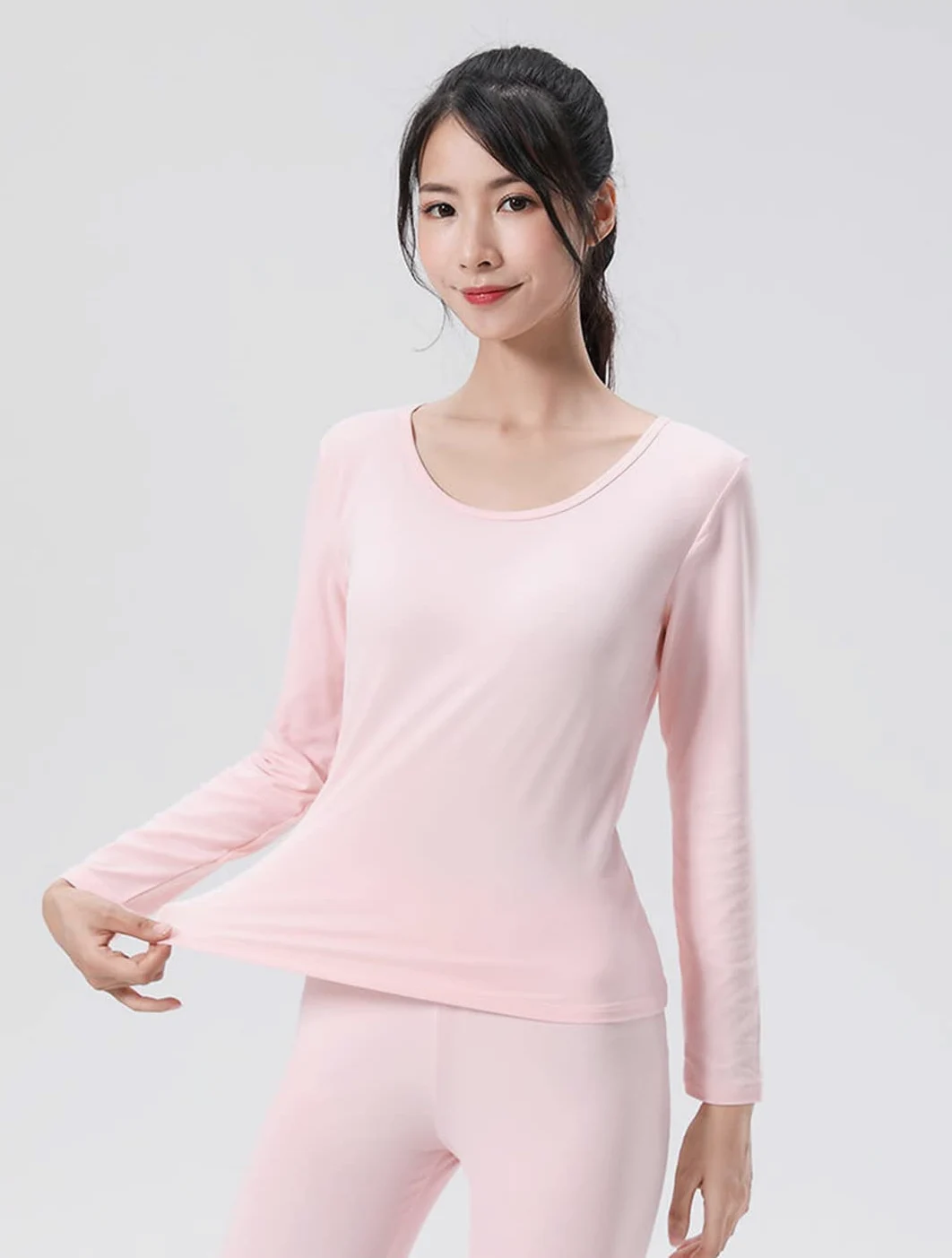 Disimlarl Conjunto de ropa interior térmica para hombre y mujer, rosa, XXL