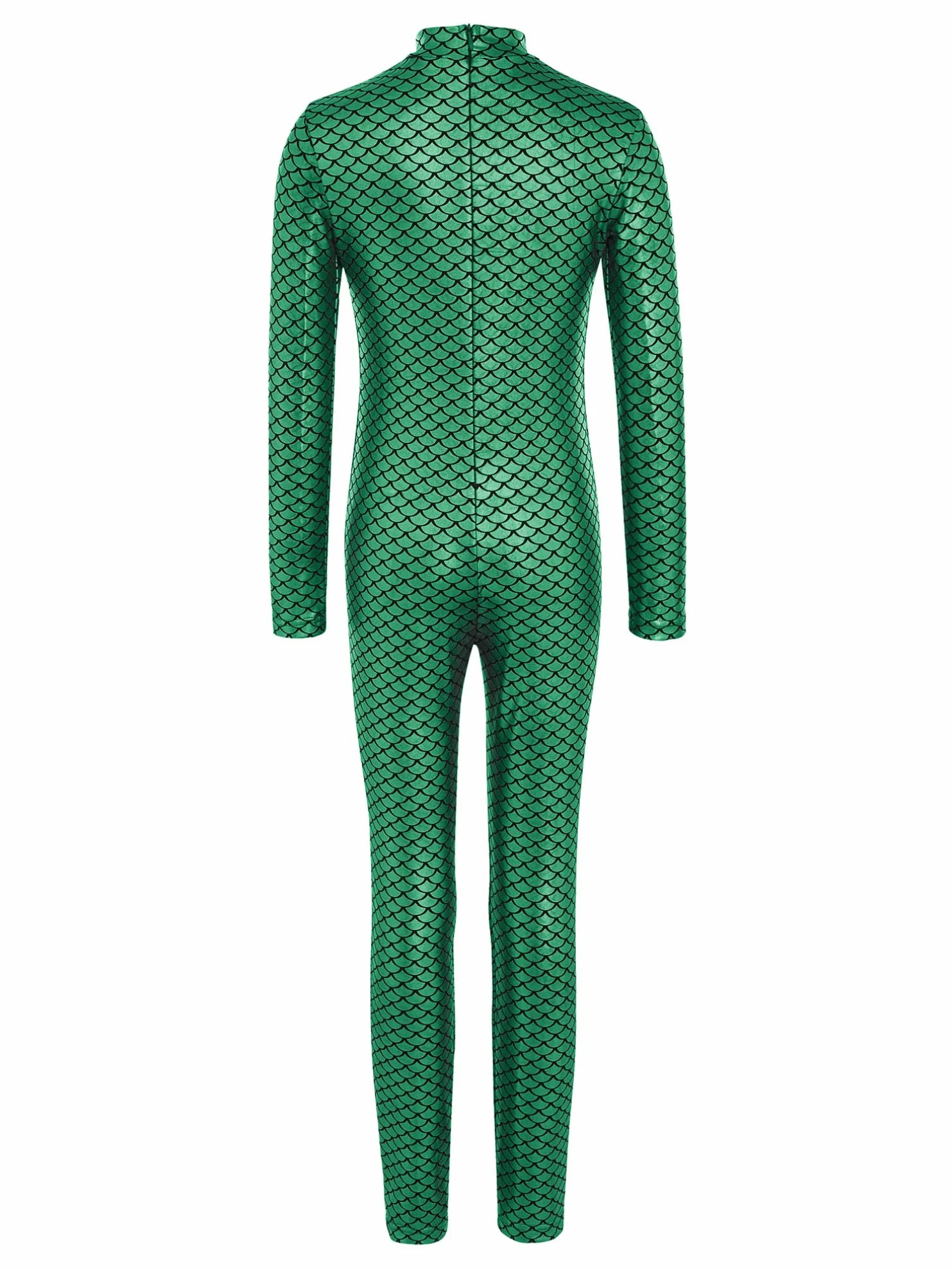 Agoky Mono Metálico para Niñas Body Cuello Alto Mangas Largas con Estampado Escamas De Pescado Mono De Gimnasia Deportivo