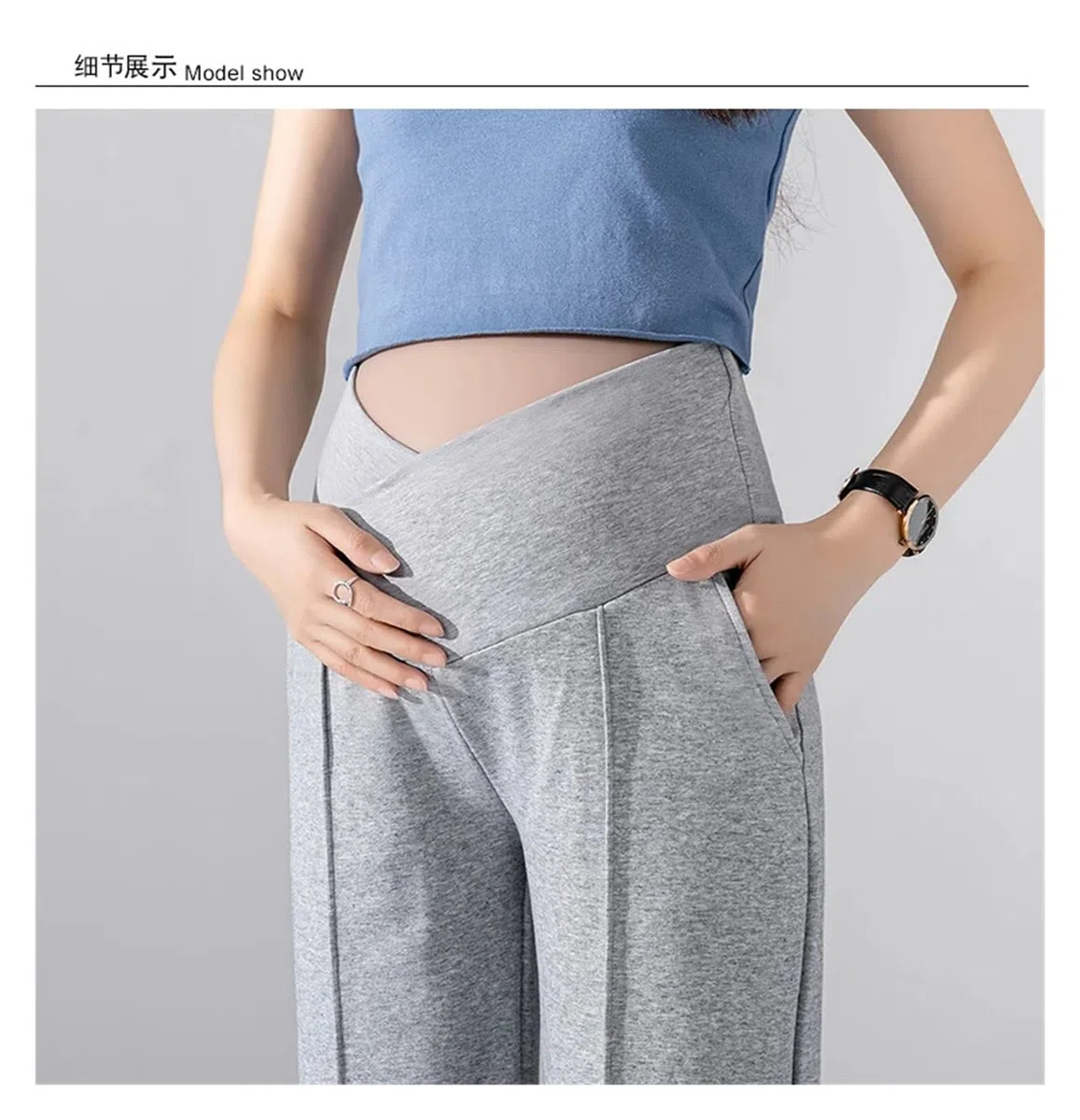 Pantalones de Maternidad Rectos, Finos y Frescos de Verano, de Cintura Baja for Embarazadas, Pantalones de Embarazo Holgados con Pierna Ancha.(White,M)