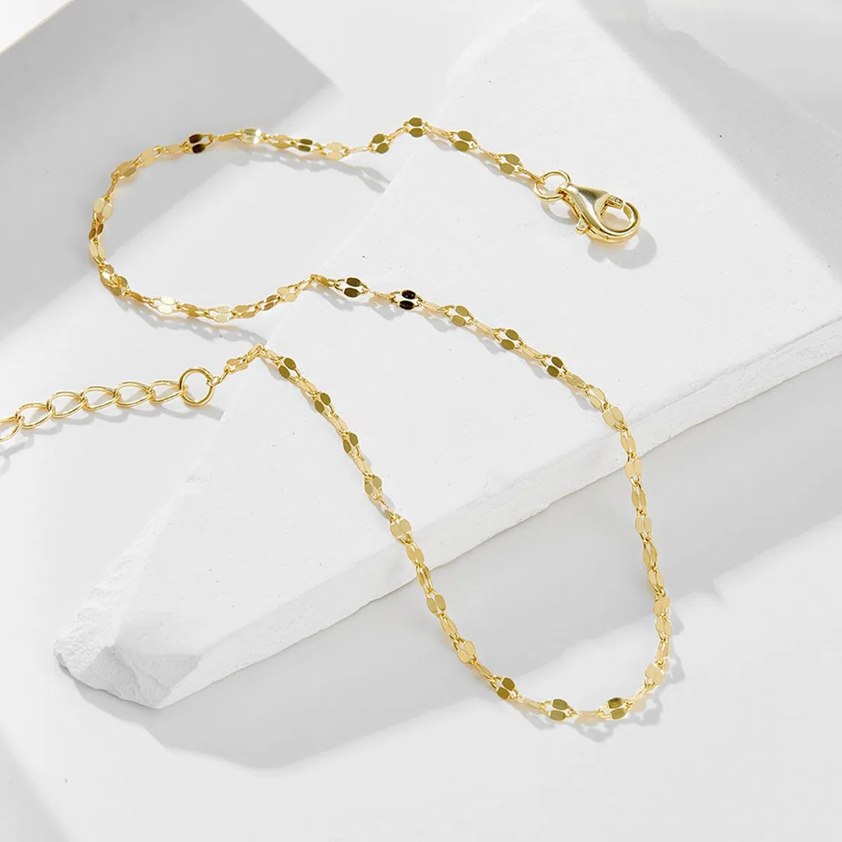 Delicada cadena de eslabones para mujer, tobilleras de oro de 18 quilates, sin piedras preciosas, pulseras de tobillo para mujer, oro amarillo para ella, 9 K, 14 y 18 quilates