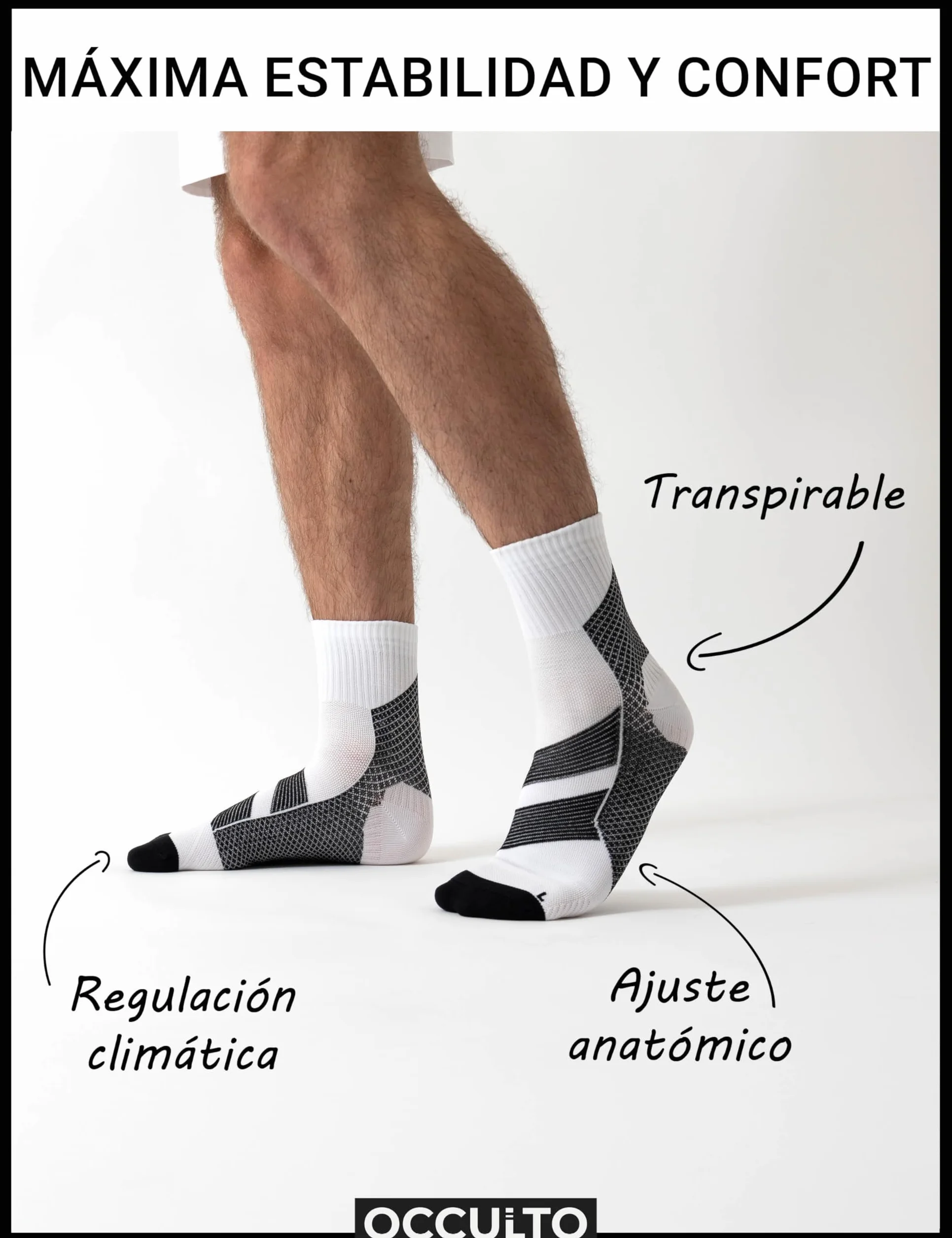 Occulto calcetines compresión fascitis plantar hombre 2 Pares