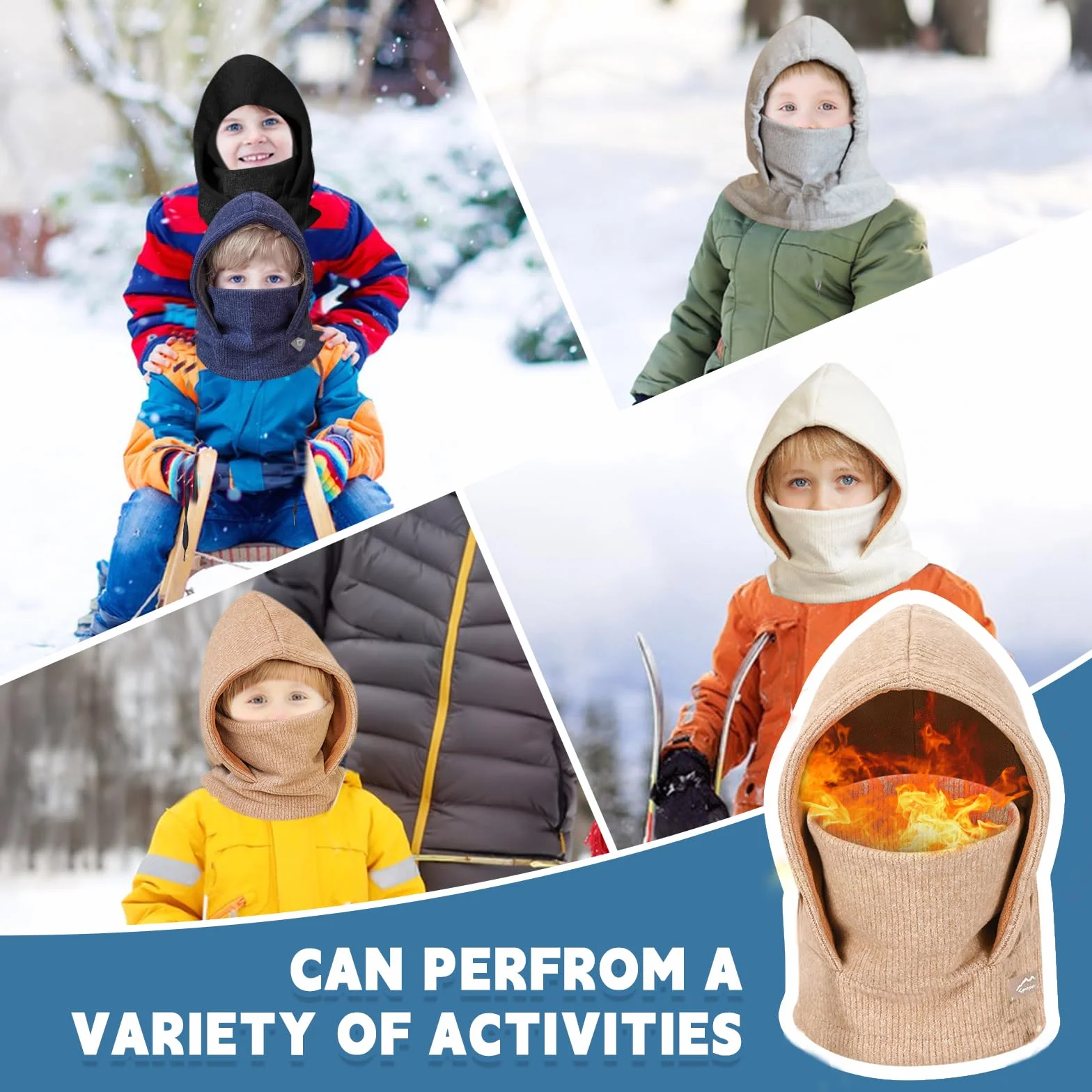 Pasamontañas Térmico de Invierno para Niños 4-10, Máscara de Esquí y Ciclismo, Forro Polar, Calentador de Cuello