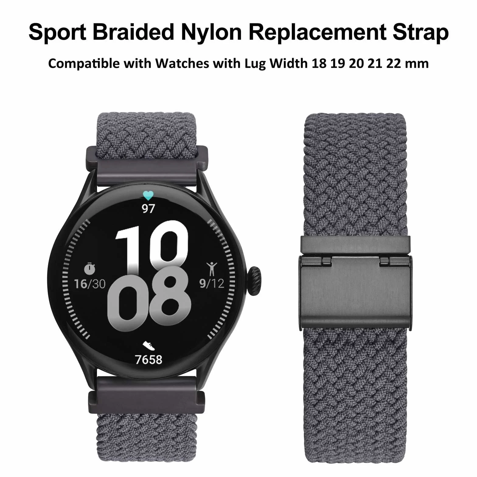 WOCCI Tejido Correas Reloj de Nailon para Hombre y Mujer, Hebilla Ajustable, Liberación Rápida, Trenzado Bandas Deportivas de Repuesto 18mm 19mm 20mm 21mm 22mm