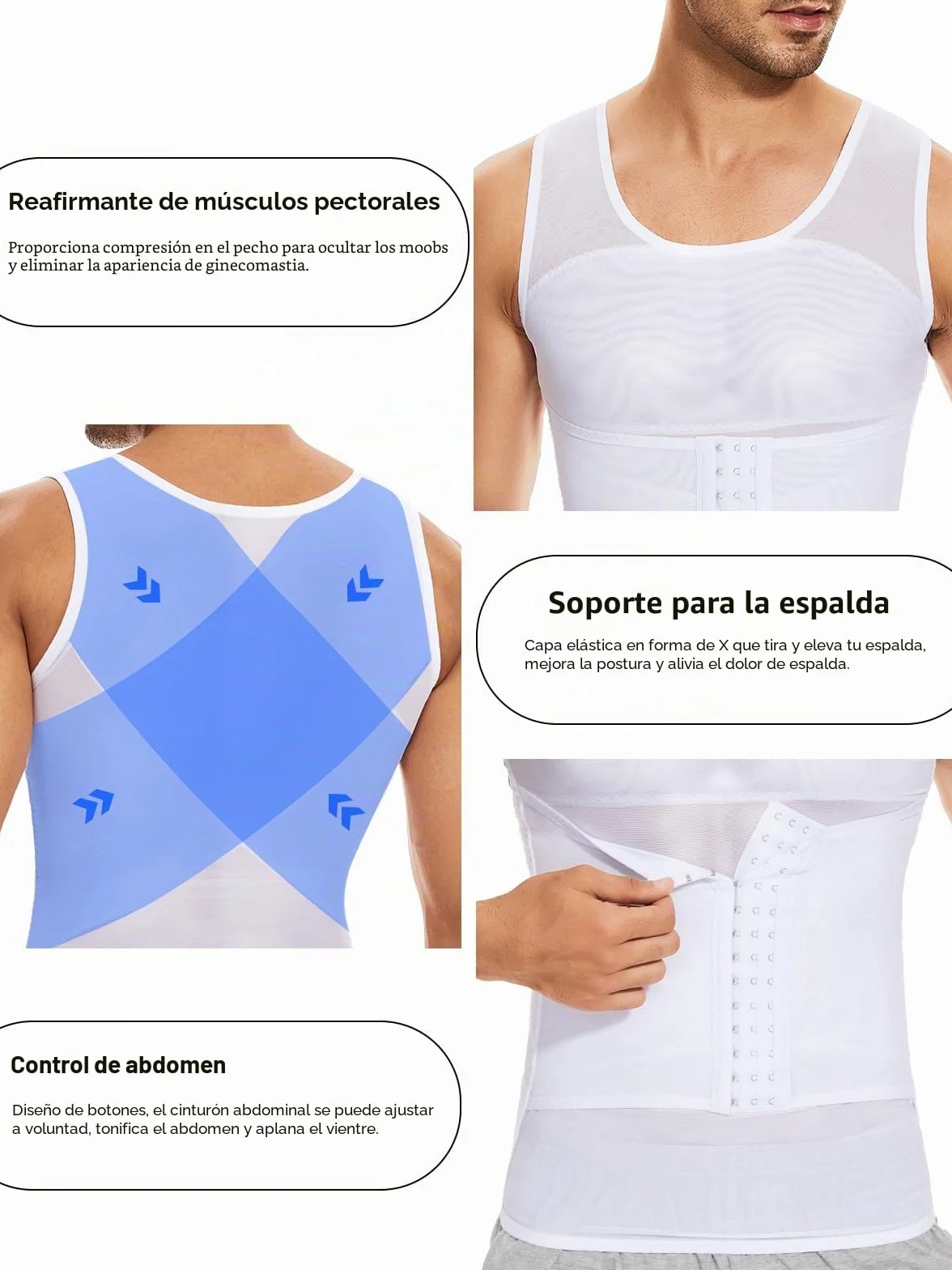 SLIMBELLE Camiseta Reductora Compresión para Hombres Fajas Moldeadora Alta Elasticidad para Comprimir Pecho Abdomen y Cintura Camisa de compresión Slim para Hombres