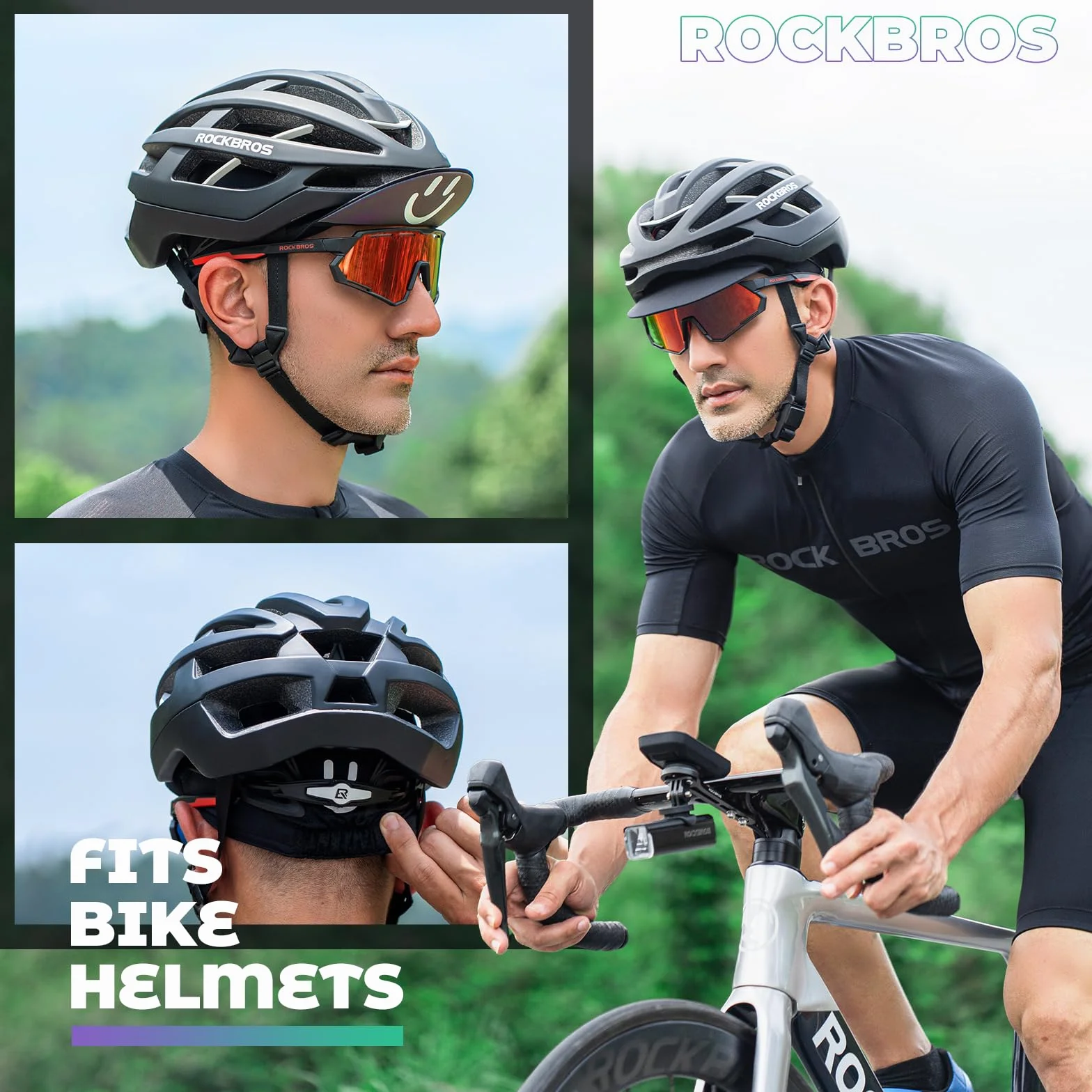 ROCKBROS Gorra de Ciclismo con Visera Bajo Casco Transpirable Cortaviento para Hombre Mujer