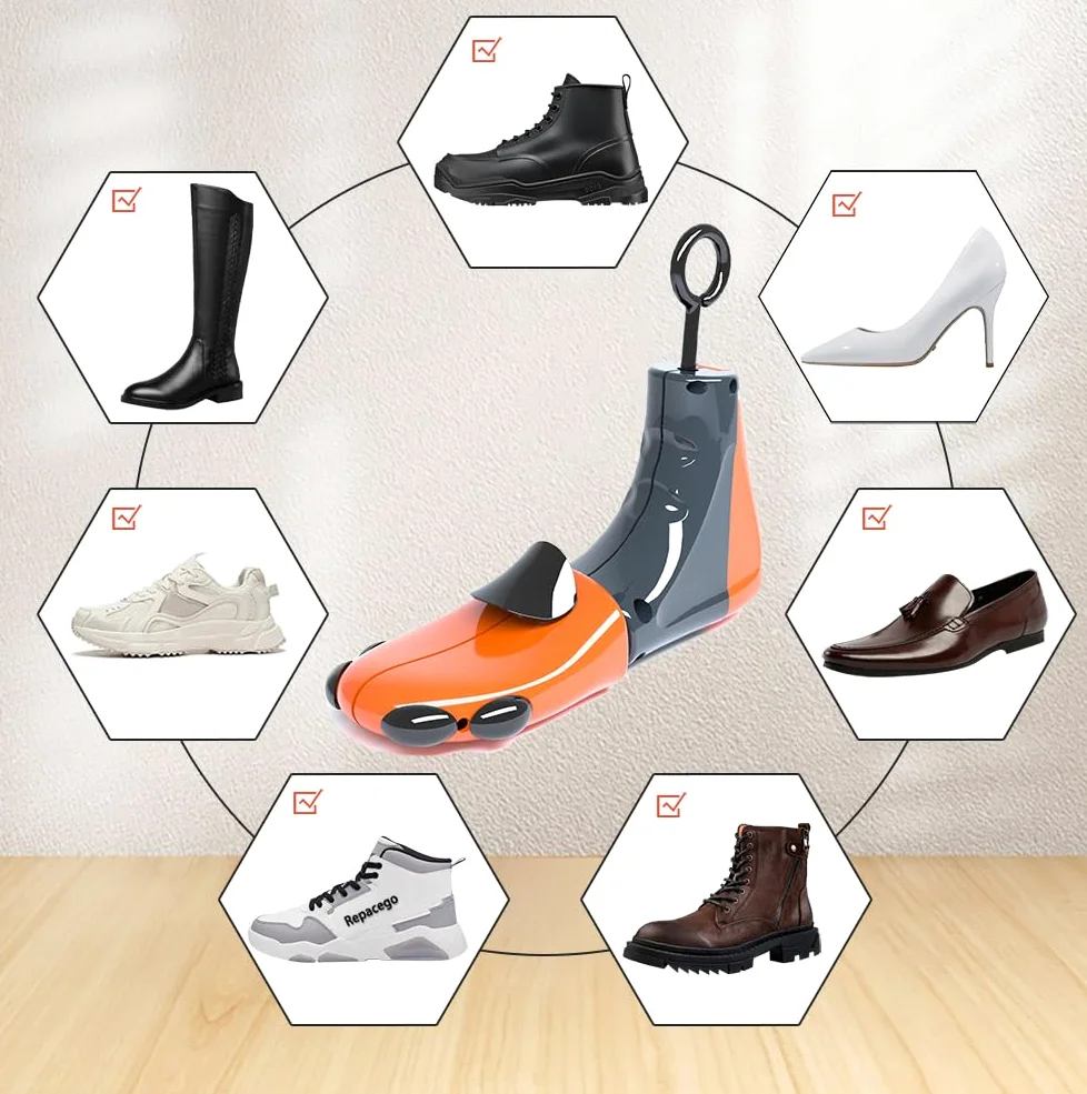 Estirador de zapatos para hombres y mujeres, ancho ajustable, expansor de zapatos, estirador de zapatos, pies anchos (2 unidades), Amarillo, L(fits US size 10-13.5；EUR size 40-47)
