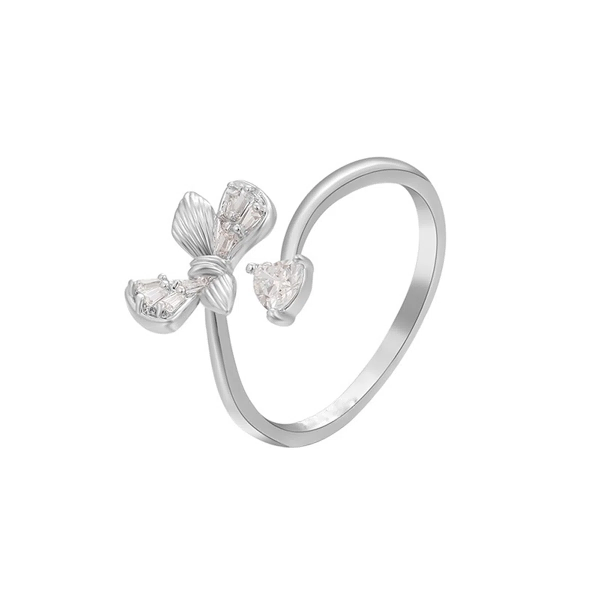 KnSam Alianzas de oro blanco auténtico Au750 de 18 quilates con corazón de moissanita, mariposa corazón de platino 950, alianzas de boda, talla 47-65