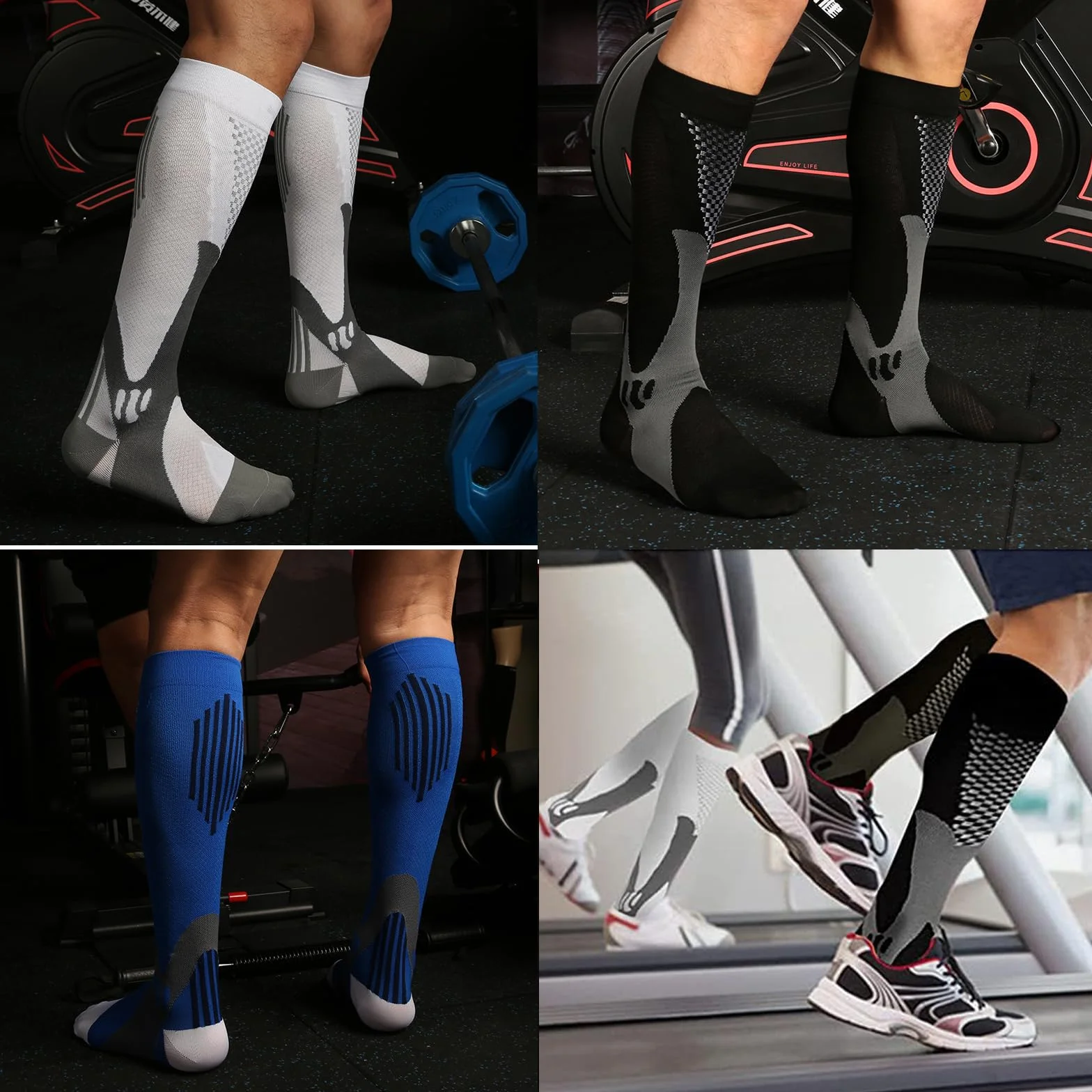 Calcetines de Compresión para Mujer y Hombre, 3 Pares, Largos Graduados para Deportes, Fútbol, Running, Pantorrillas Anchas