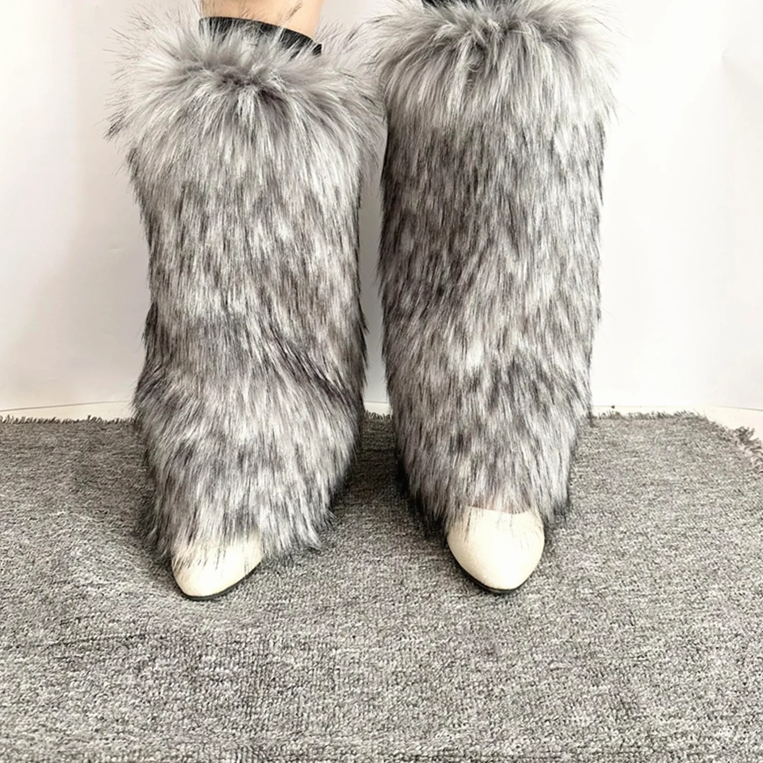 Calentadores de piernas de piel sintética para mujer, para invierno, cálidos, para botas, acogedores, Navidad, Halloween, fiesta, disfraz de cosplay