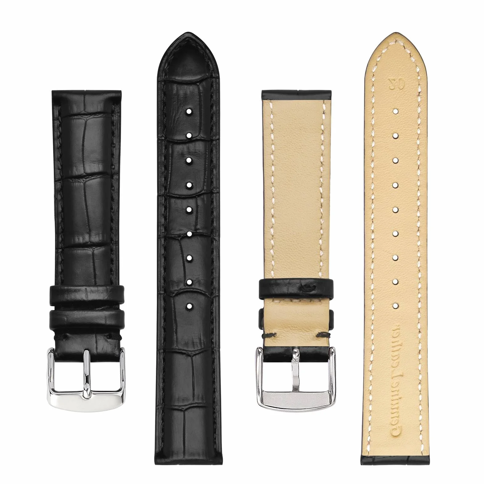 BISONSTRAP Correas de Reloj, Cuero en Relieve de Cocodrilo, Ancho de Banda: 18mm 20mm 22mm 24mm